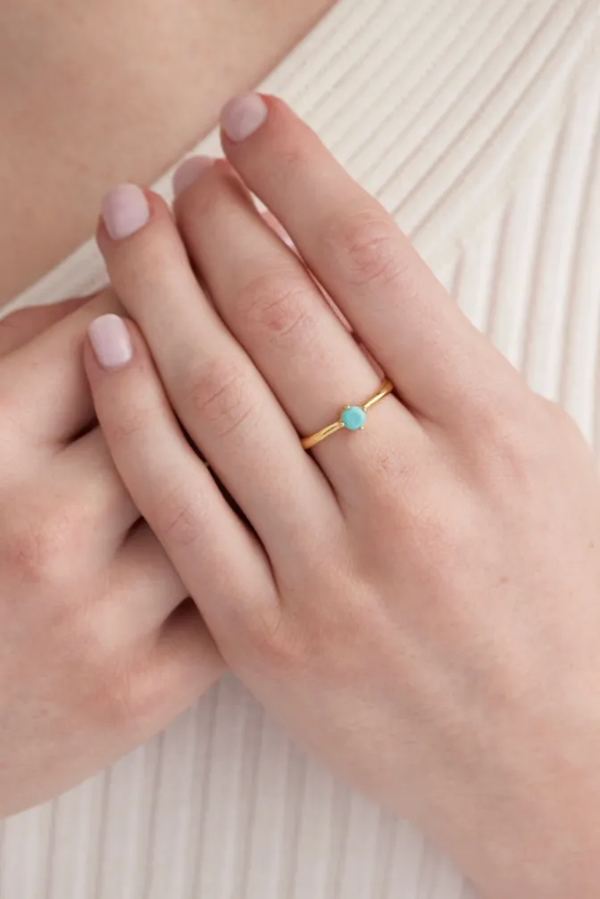 December Turquoise Gold Birthstone Ring