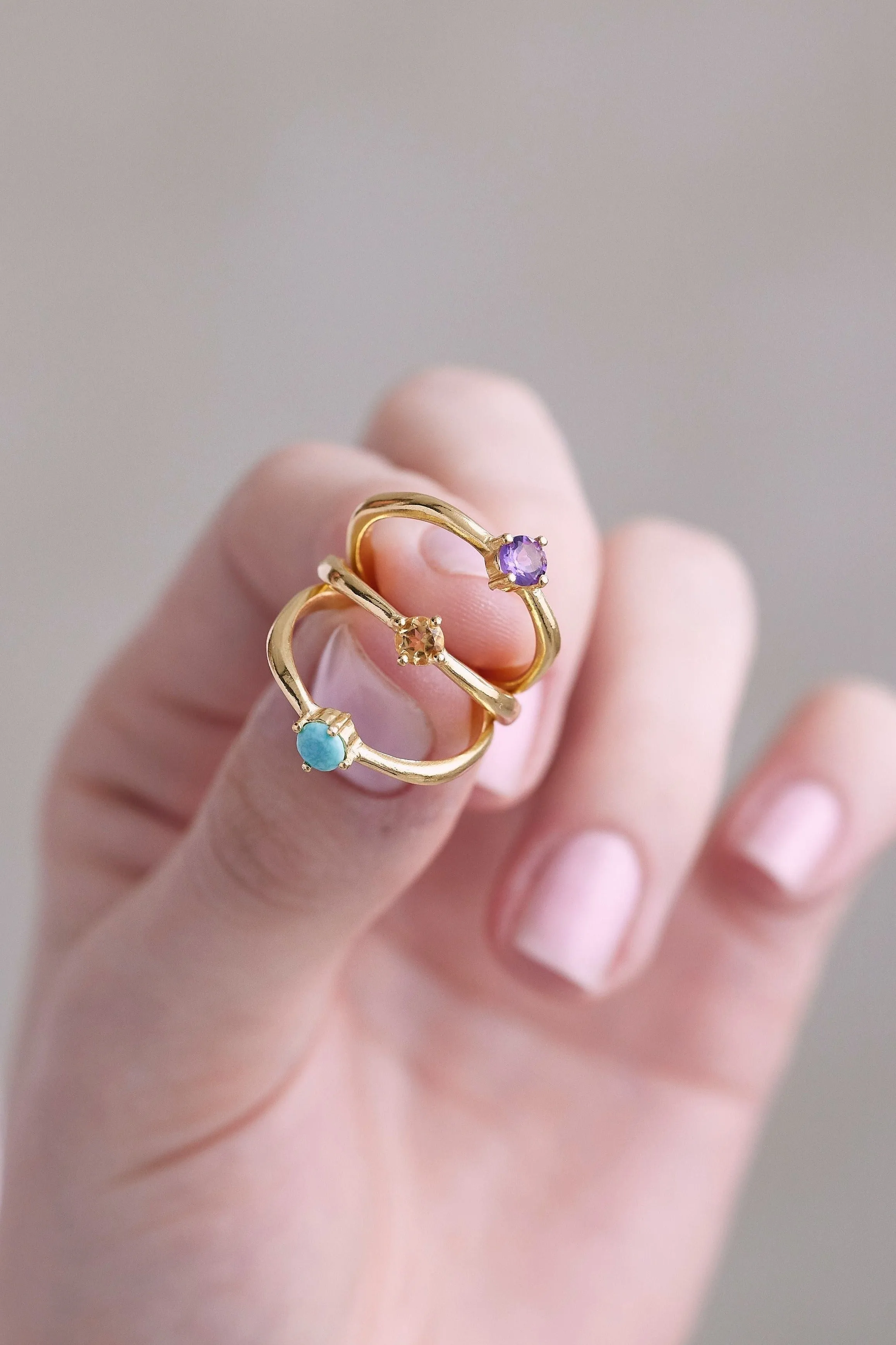 December Turquoise Gold Birthstone Ring