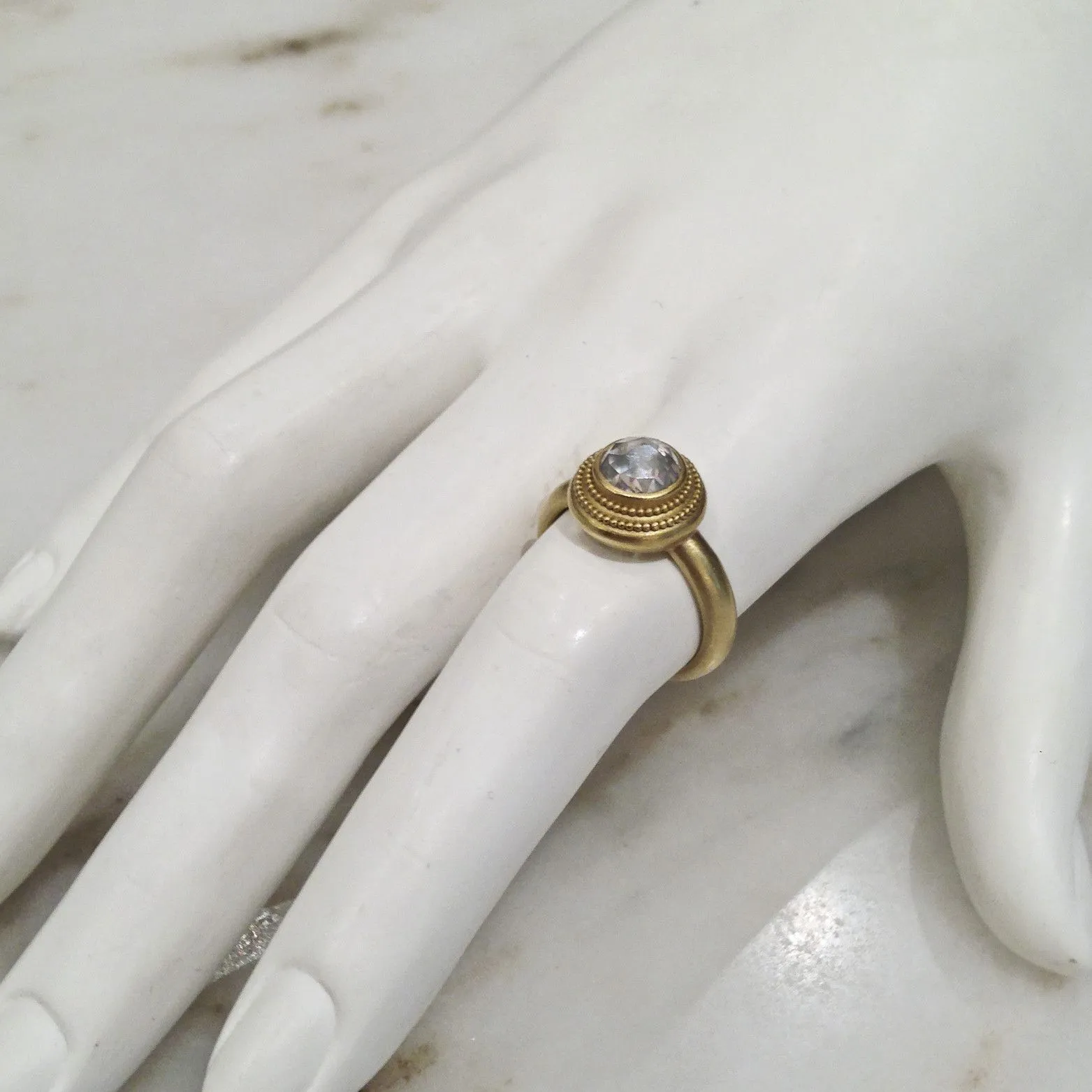 Denise Betesh 1.22 Carat Rose-Cut Solitaire Diamond Gold Ring