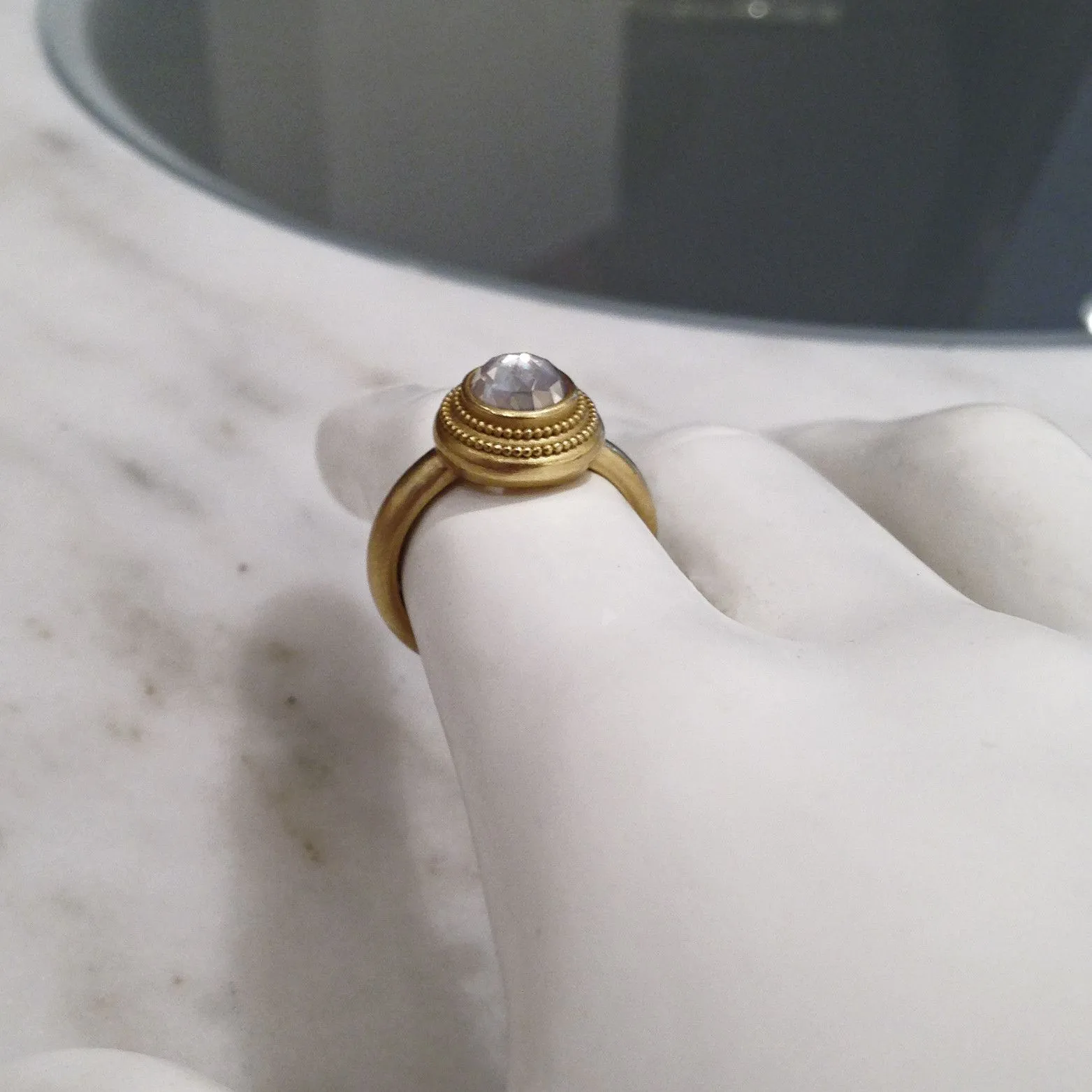 Denise Betesh 1.22 Carat Rose-Cut Solitaire Diamond Gold Ring