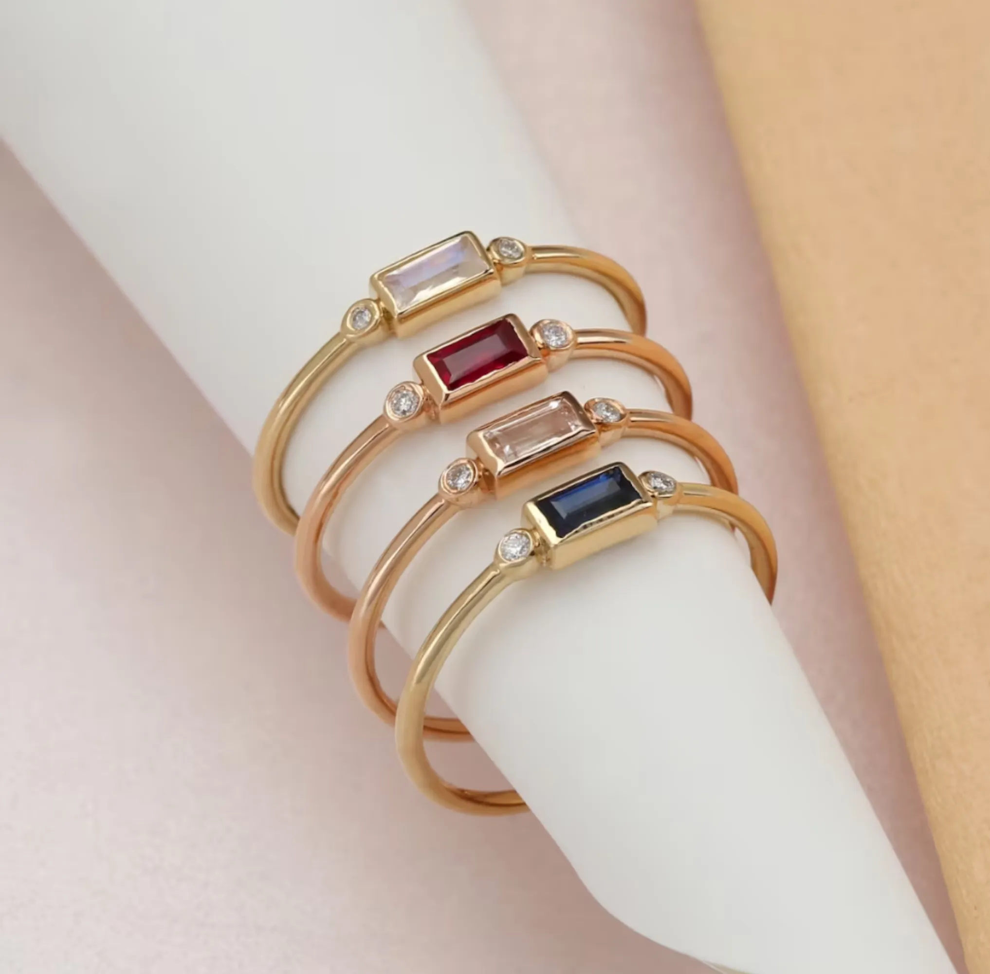 Diamond and Morganite Ring, Amelia