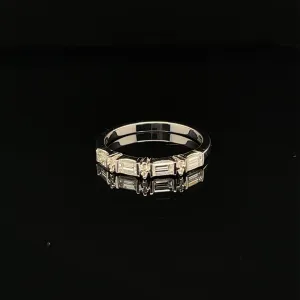 Diamond Baguette & Round Brilliant Stackable Wedding Band in 18k White Gold - (#101-RGDIA 621536)