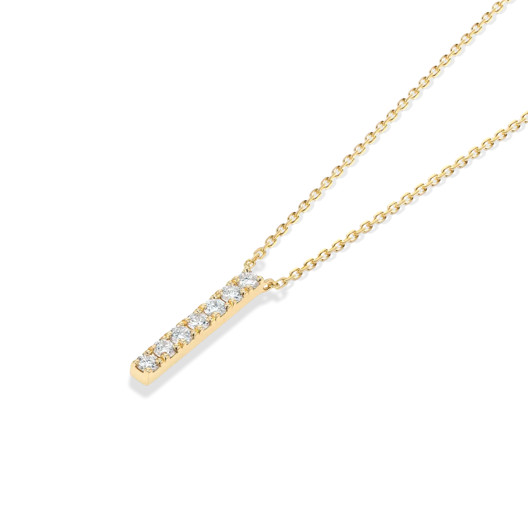 Diamond Bar Pendant Yellow Gold