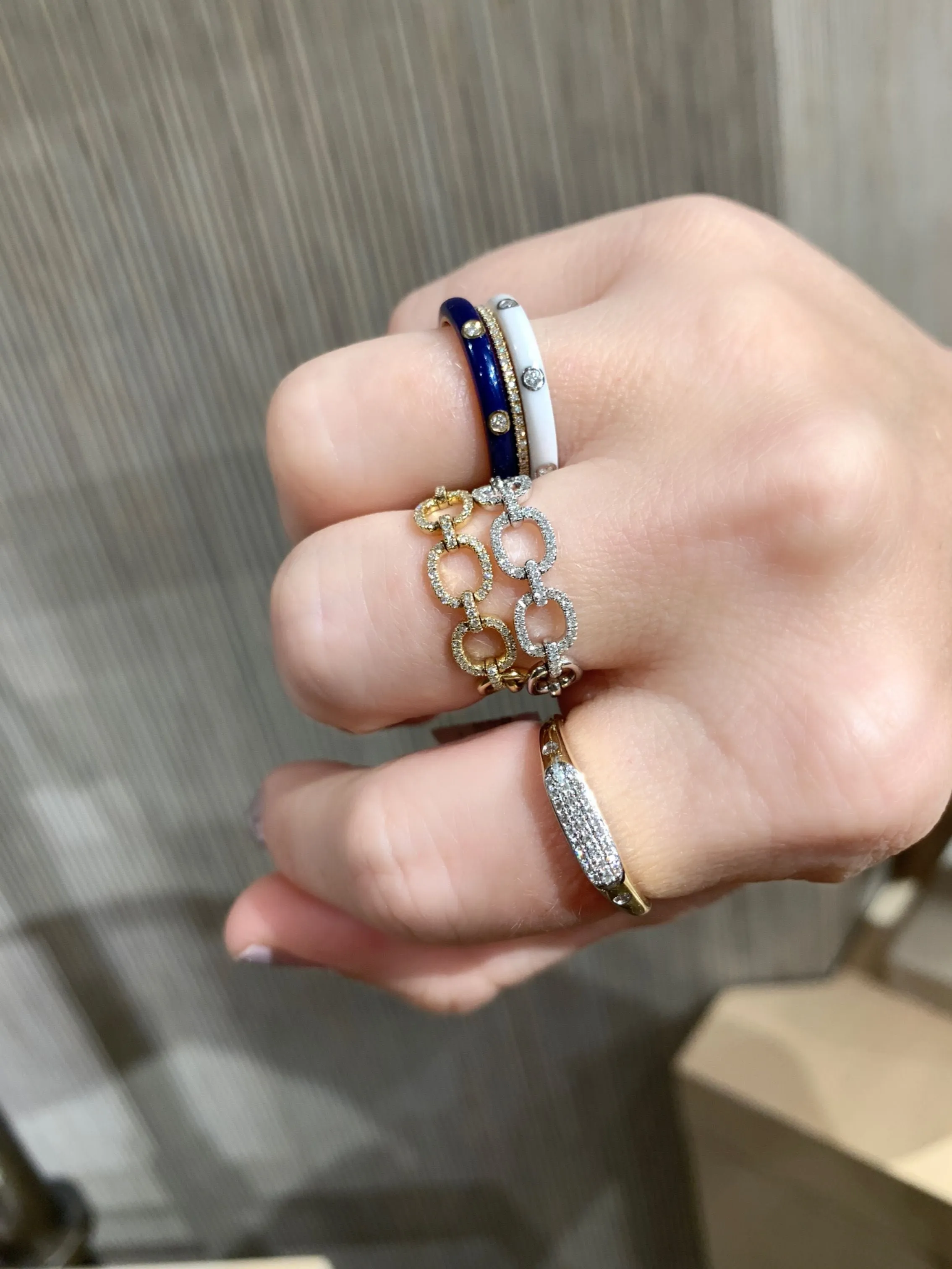 Diamond Gold Chain Link Ring
