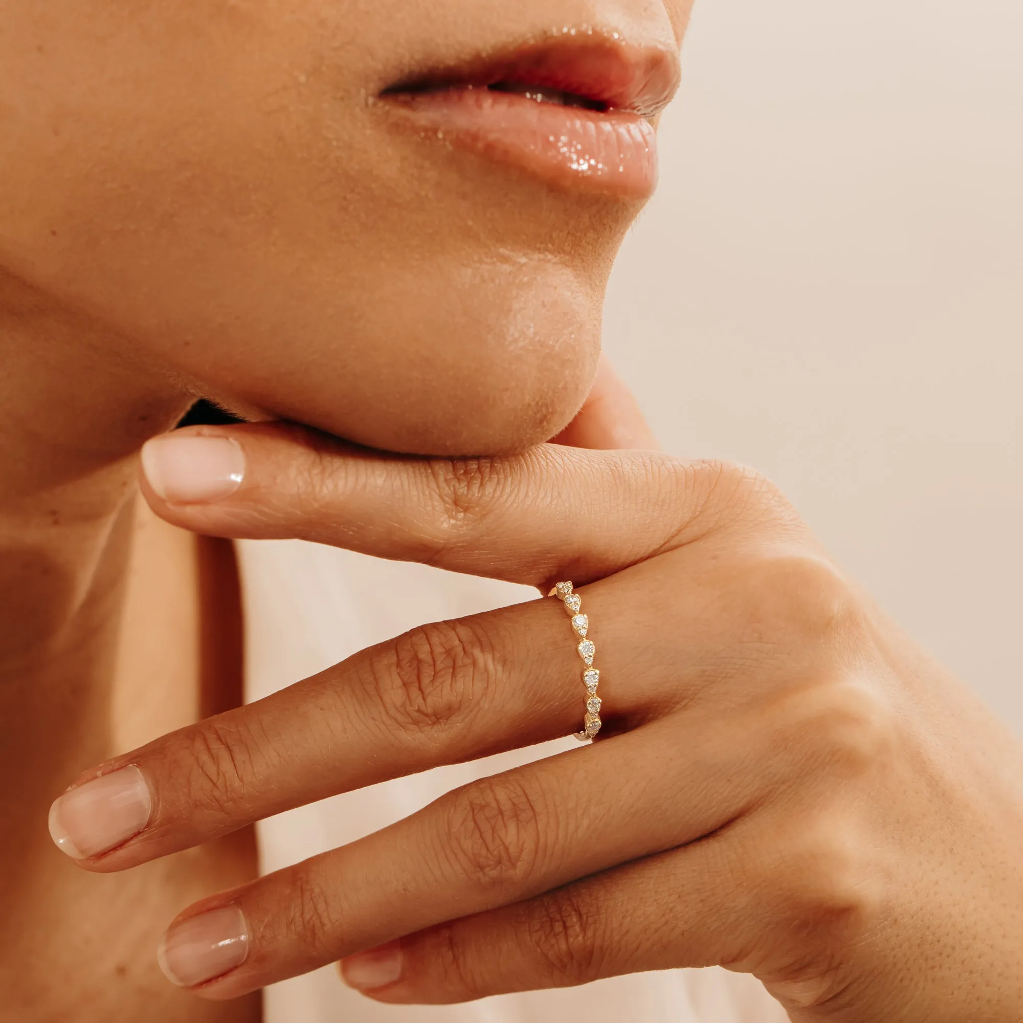 Diamond Half Eternity Drop Ring, Josephine