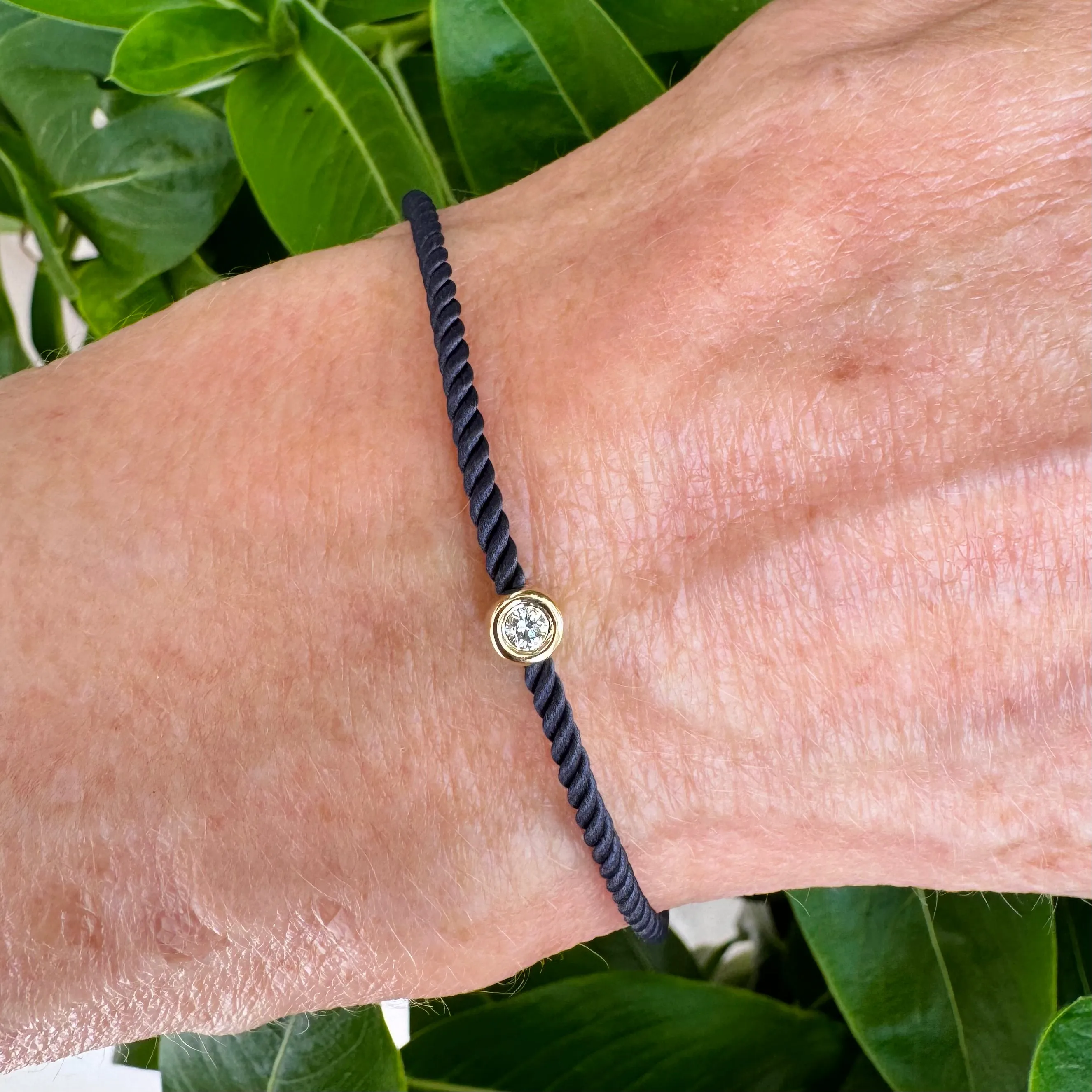 Diamond Pillow Cord Bracelet / Midnight