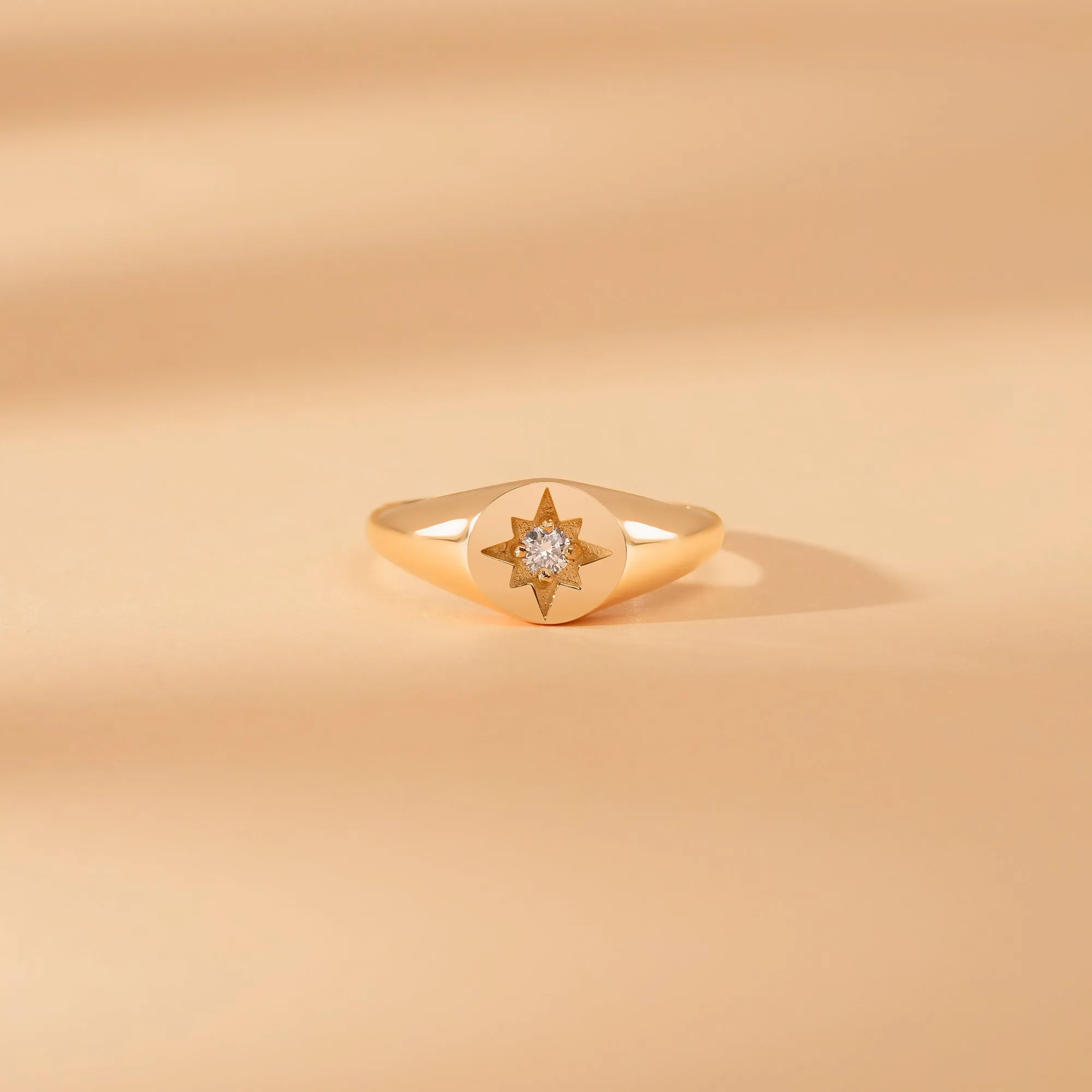 Diamond Starburst Signet Ring, Estelle