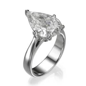 DIAMONDS OF BOTSWANA White Gold Pear Diamond Ring 5.00ct F VVS