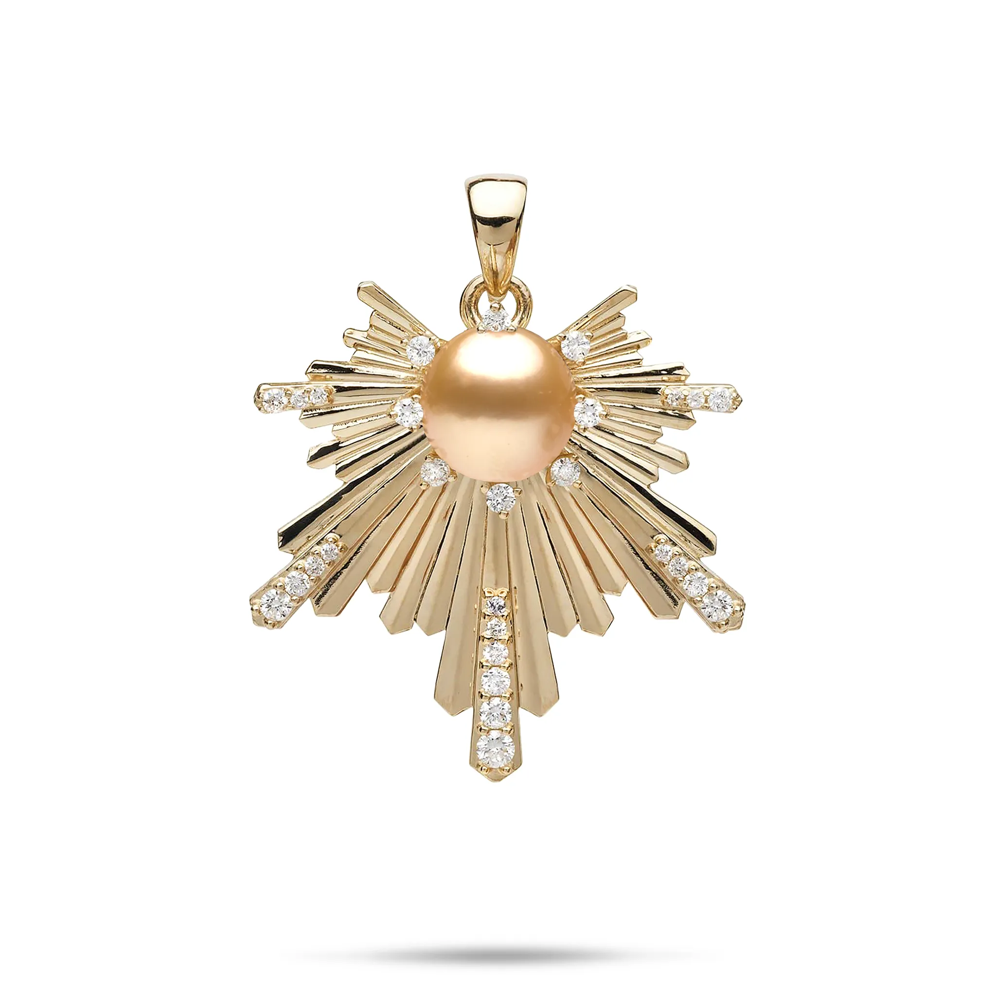 E Ho???la South Sea Gold Pearl Pendant in Gold with Diamonds - 27mm
