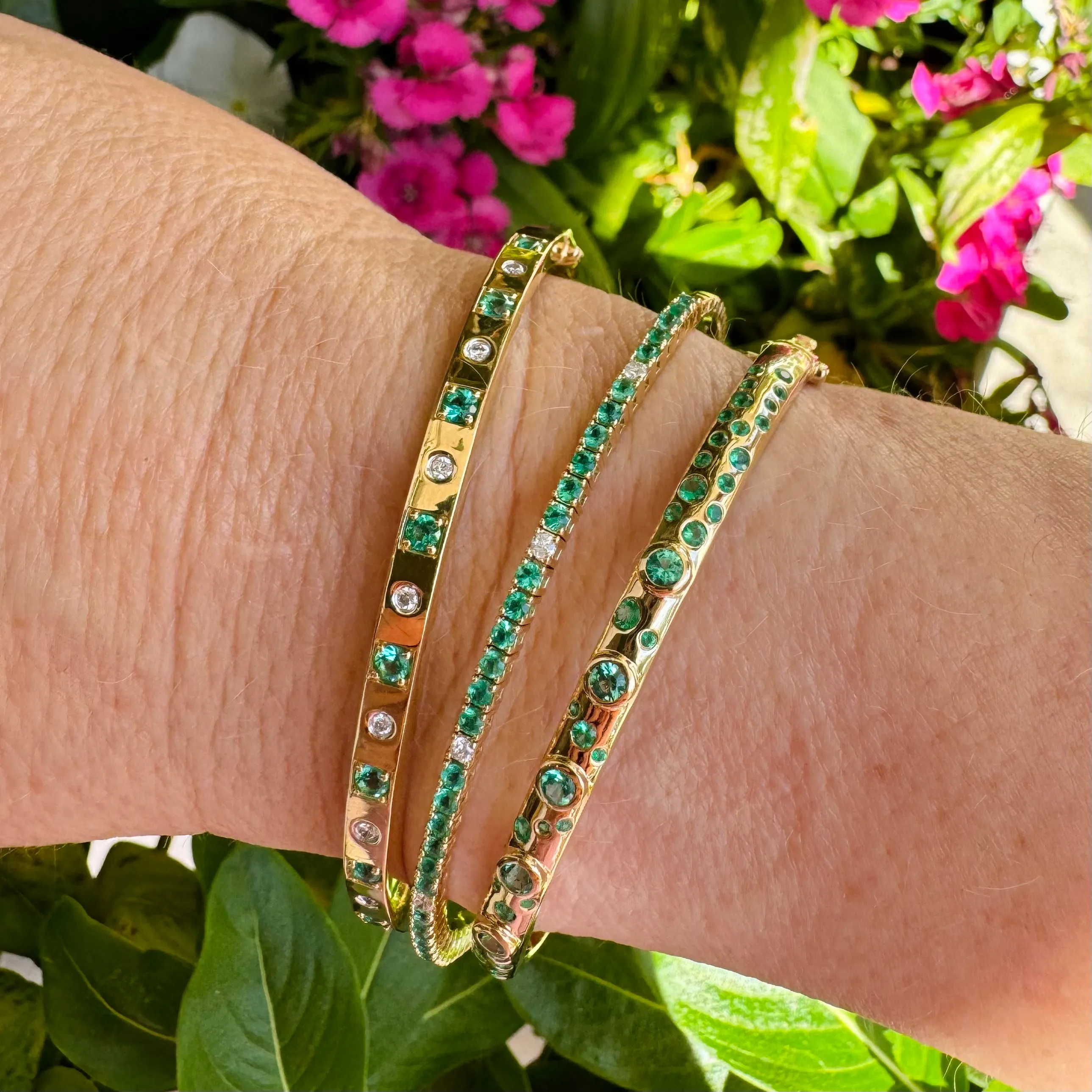 Emerald & Diamond Flexi Bangle