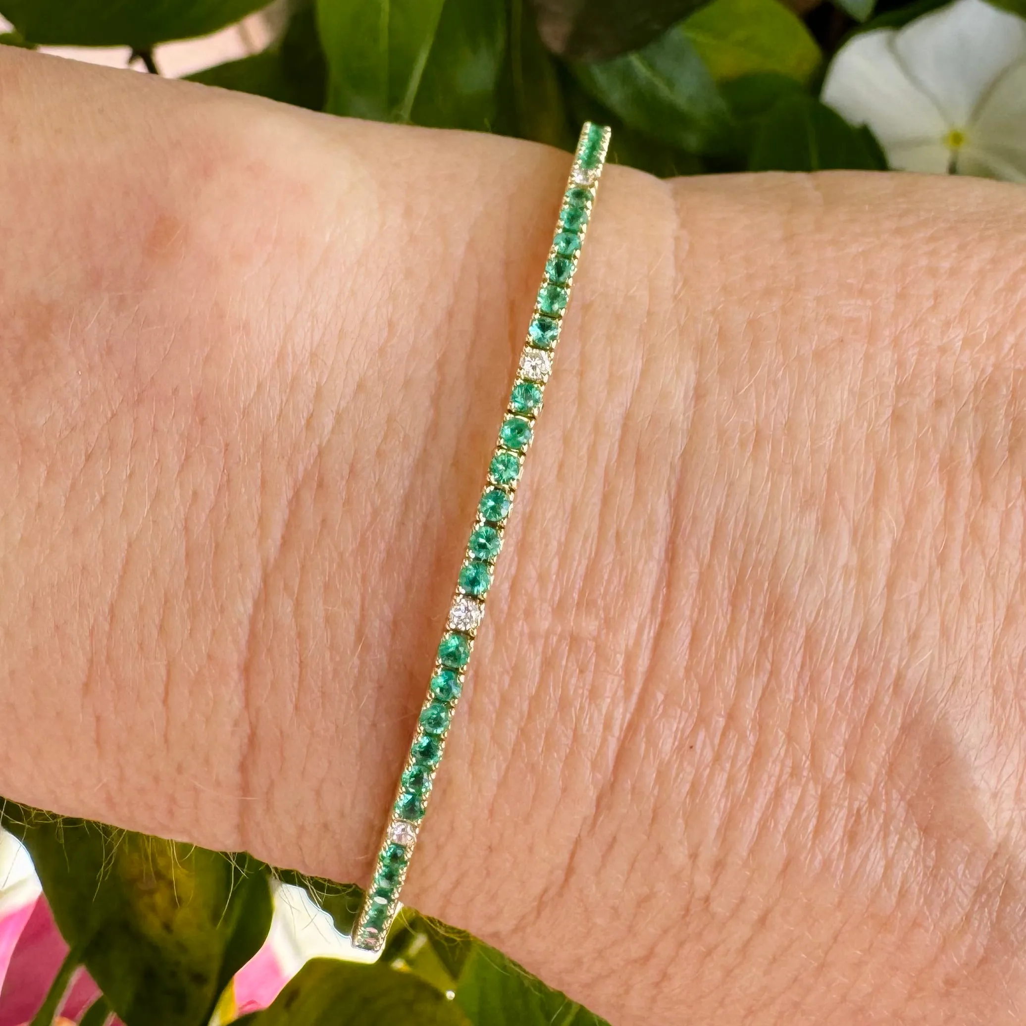 Emerald & Diamond Flexi Bangle