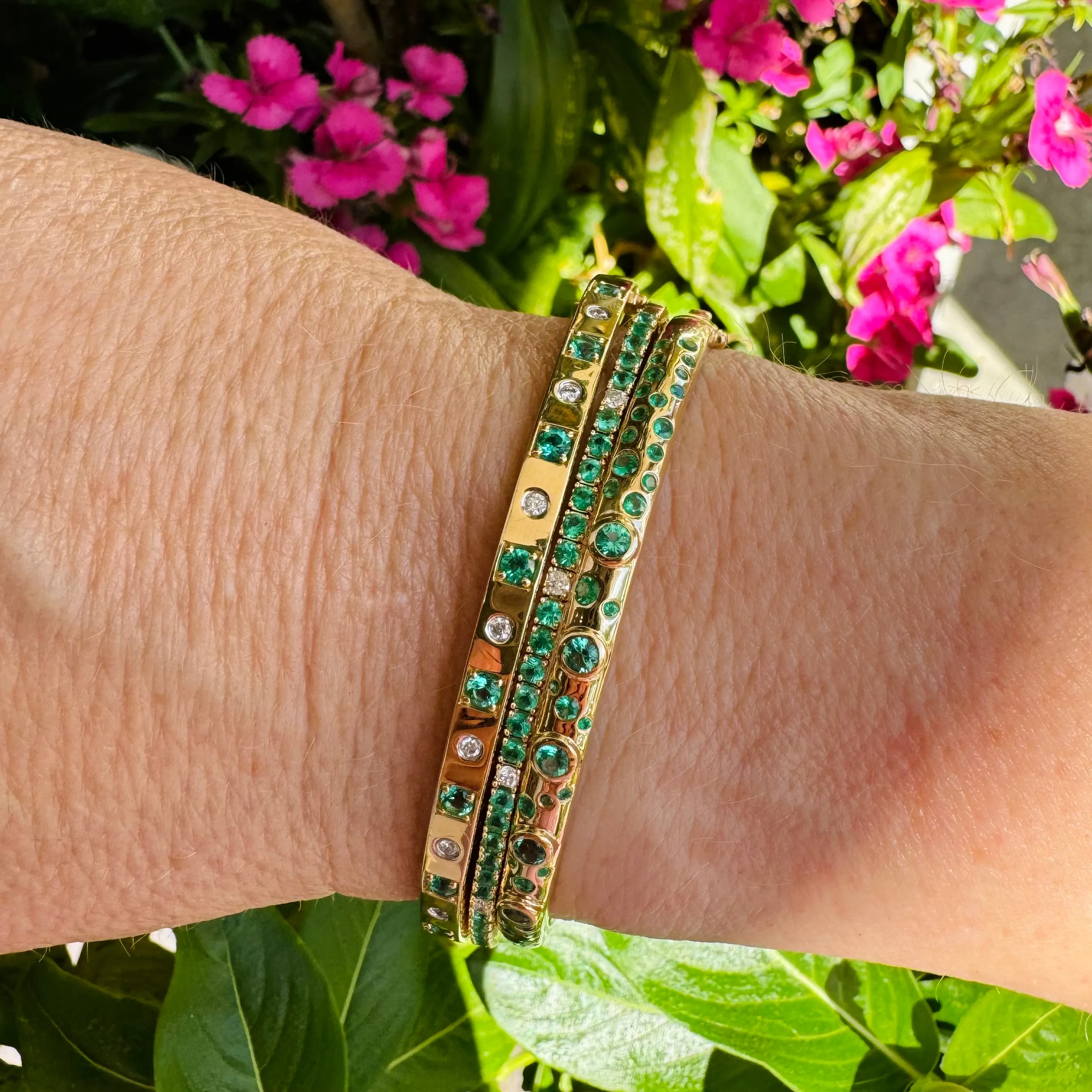 Emerald & Diamond Flexi Bangle