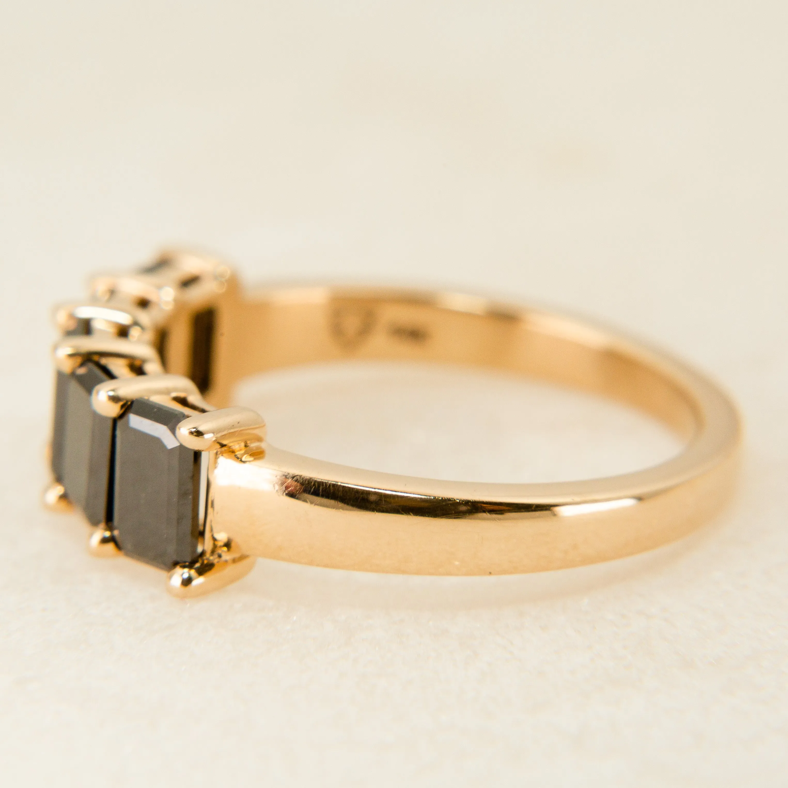 Emerald Cut Black Diamond Half-Hoop in 14k Gold