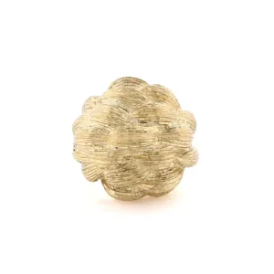 Estate 18 Karat Yellow Gold Domed Textured Basketweave Design Ring
