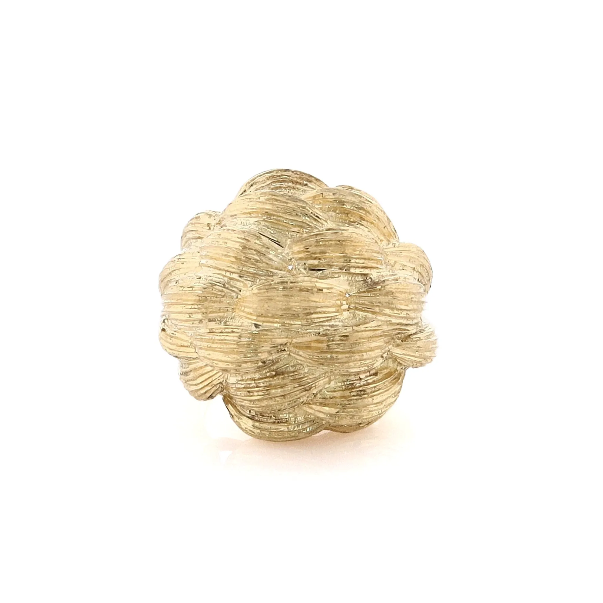 Estate 18 Karat Yellow Gold Domed Textured Basketweave Design Ring