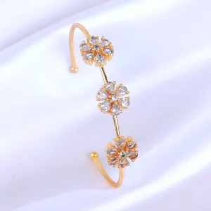 Estele Gold Plated Radiant Floral Designer Kada Bracelet with White American Diamonds for Girls and Women