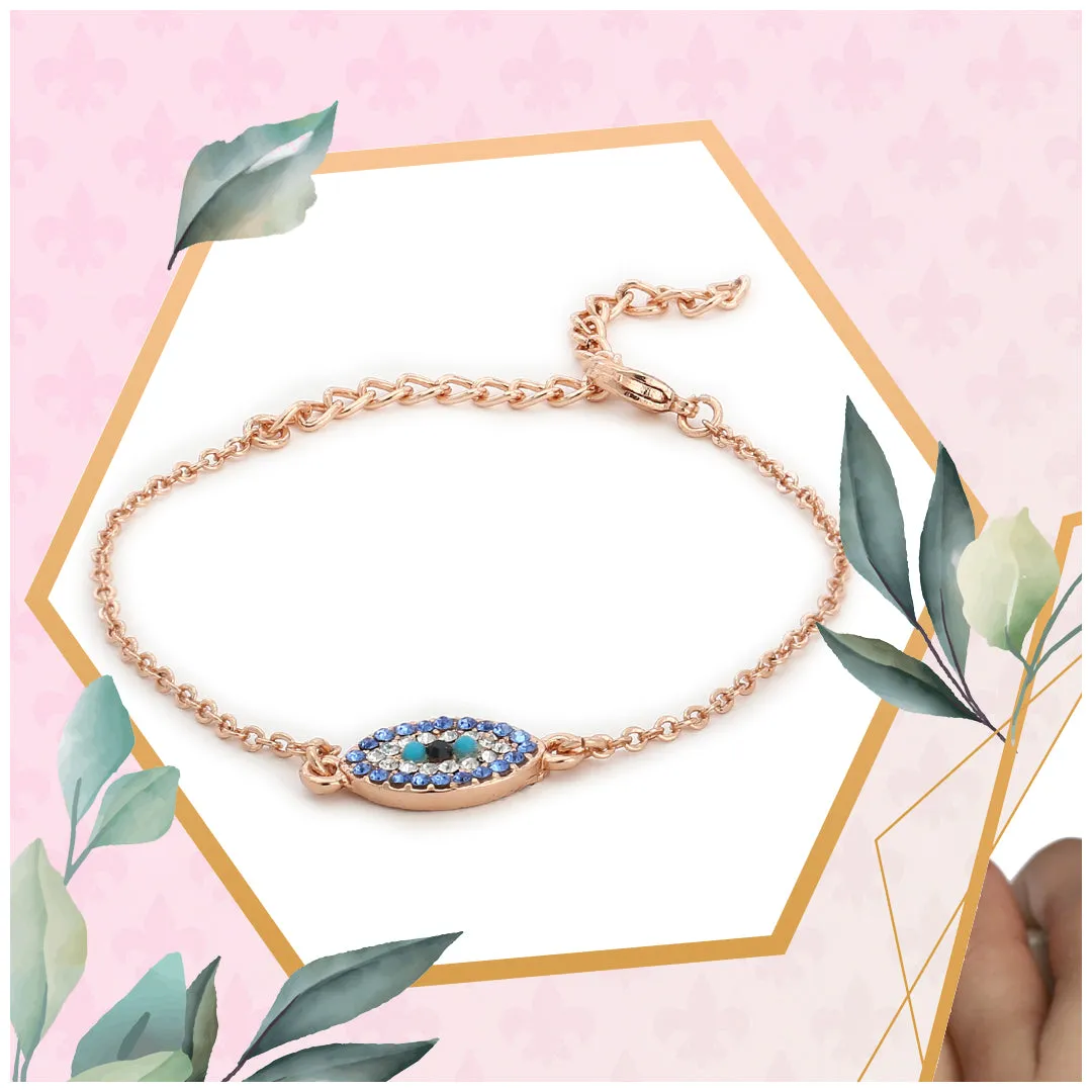 Evil Eye Rose Gold Bracelet Using Austrian crystals