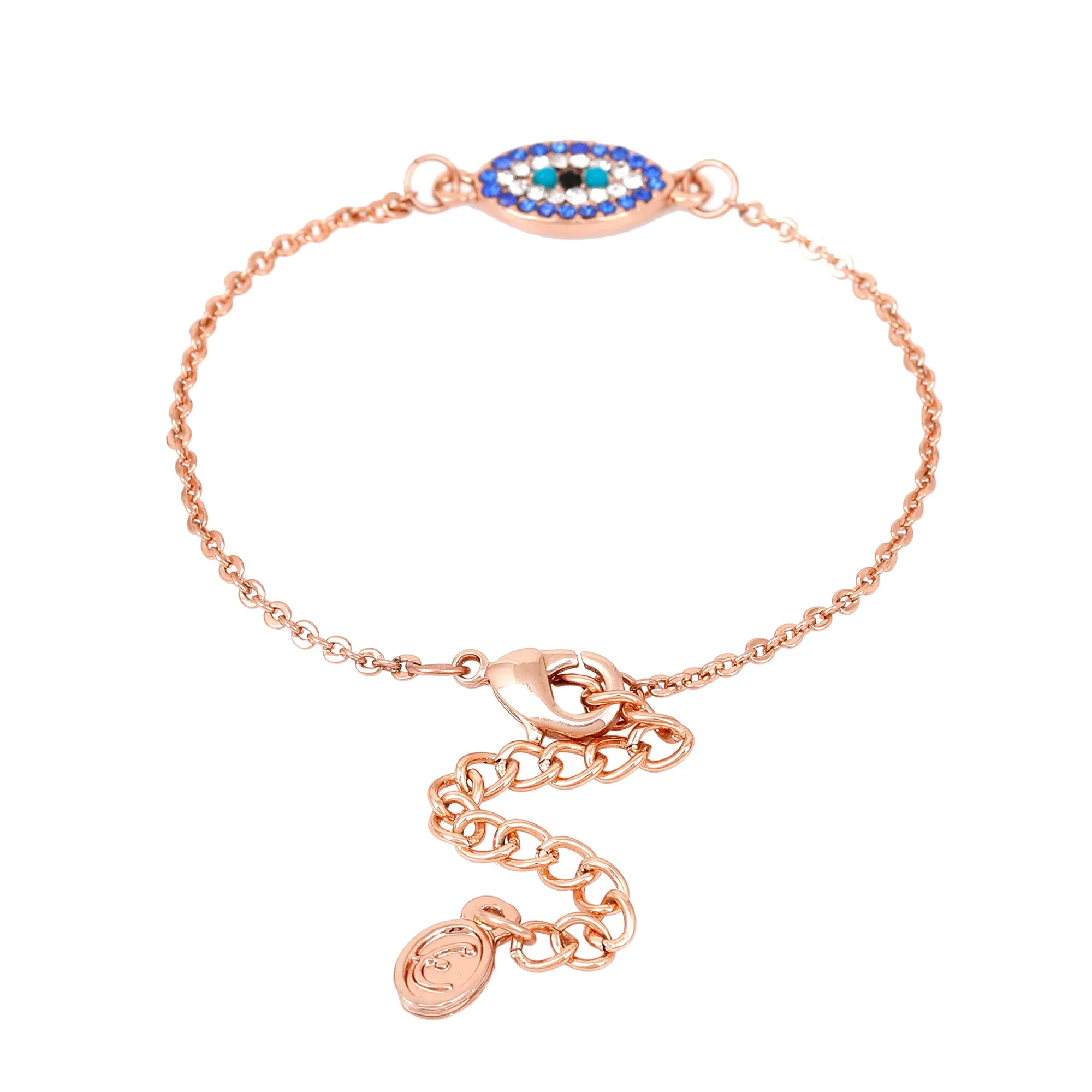 Evil Eye Rose Gold Bracelet Using Austrian crystals