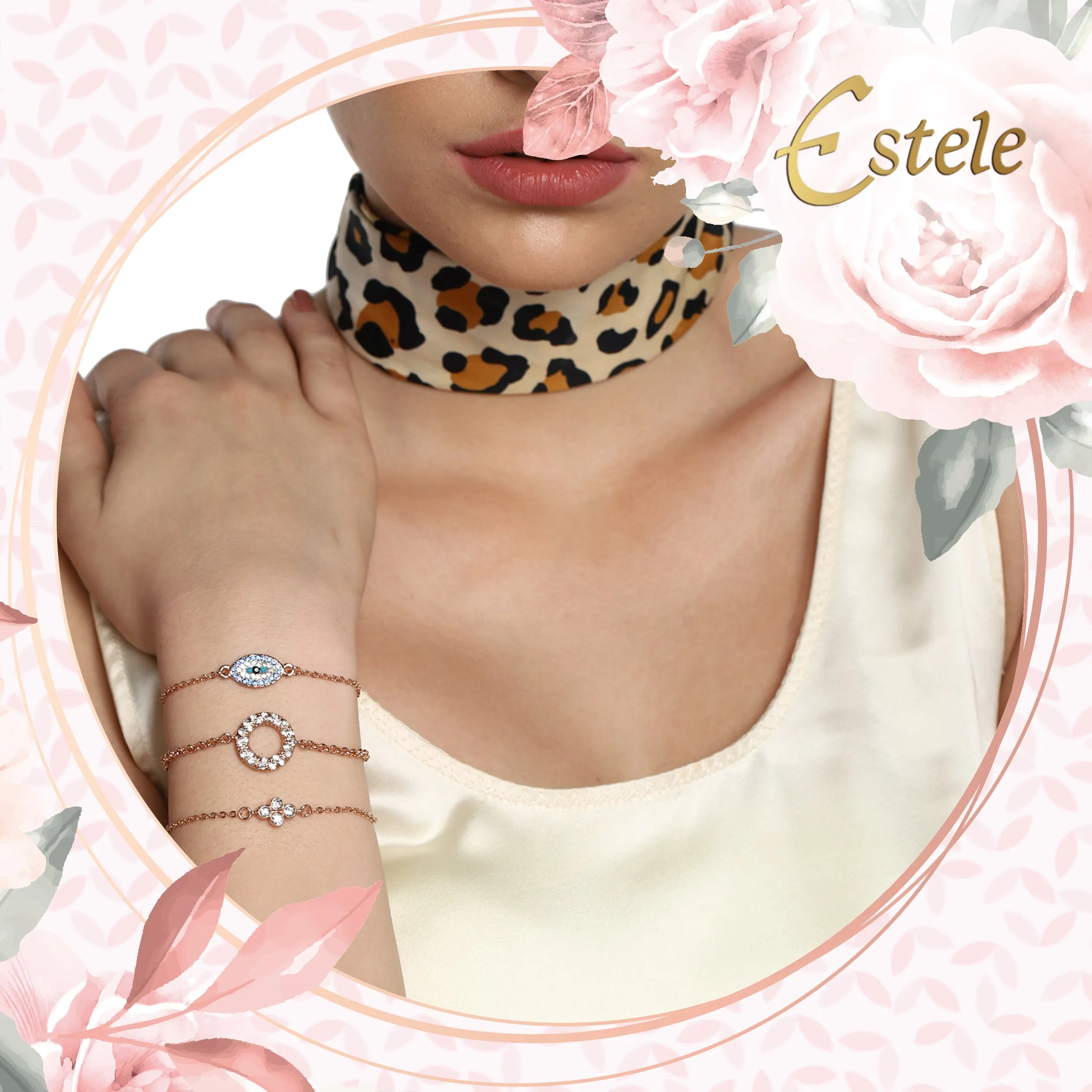 Evil Eye Rose Gold Bracelet Using Austrian crystals