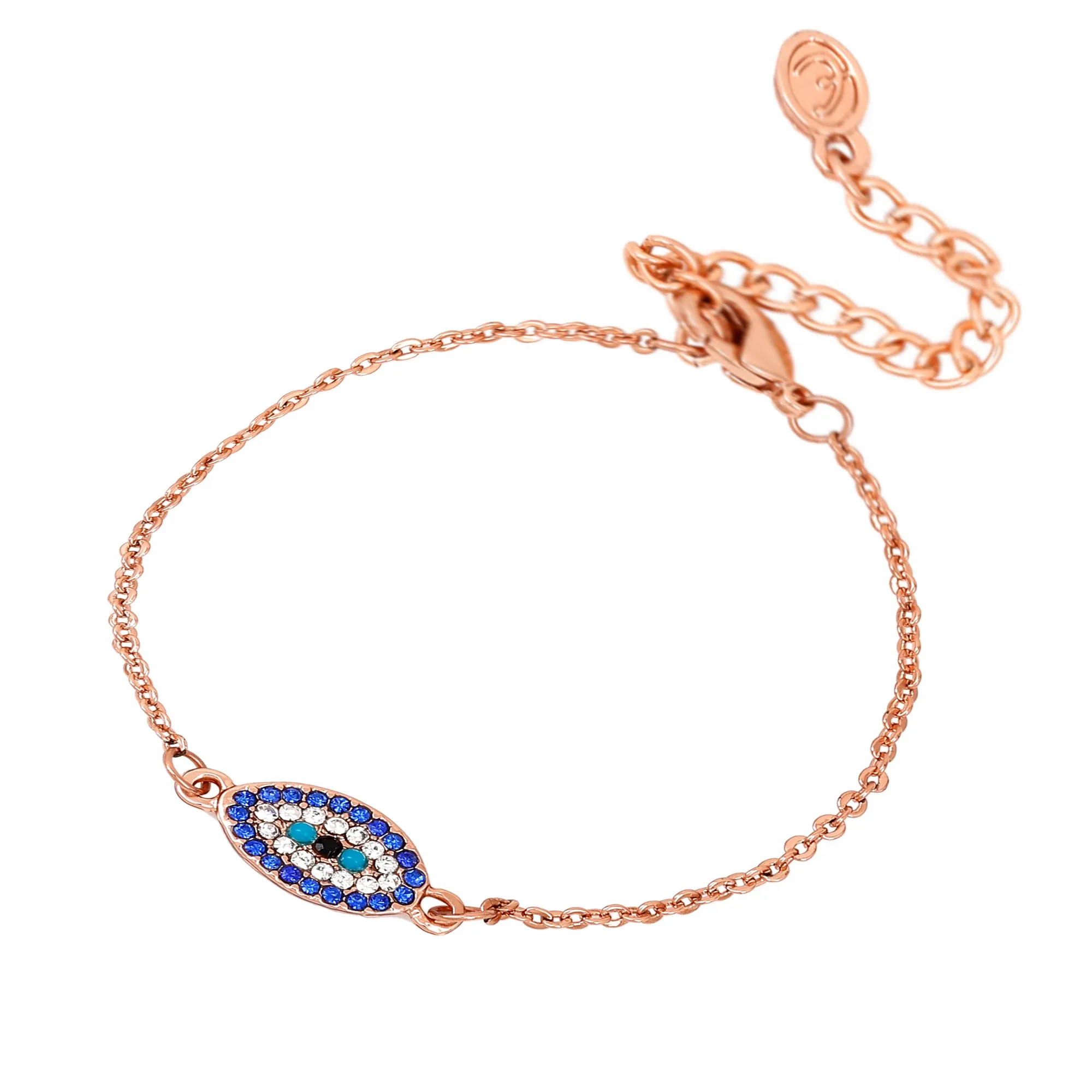 Evil Eye Rose Gold Bracelet Using Austrian crystals