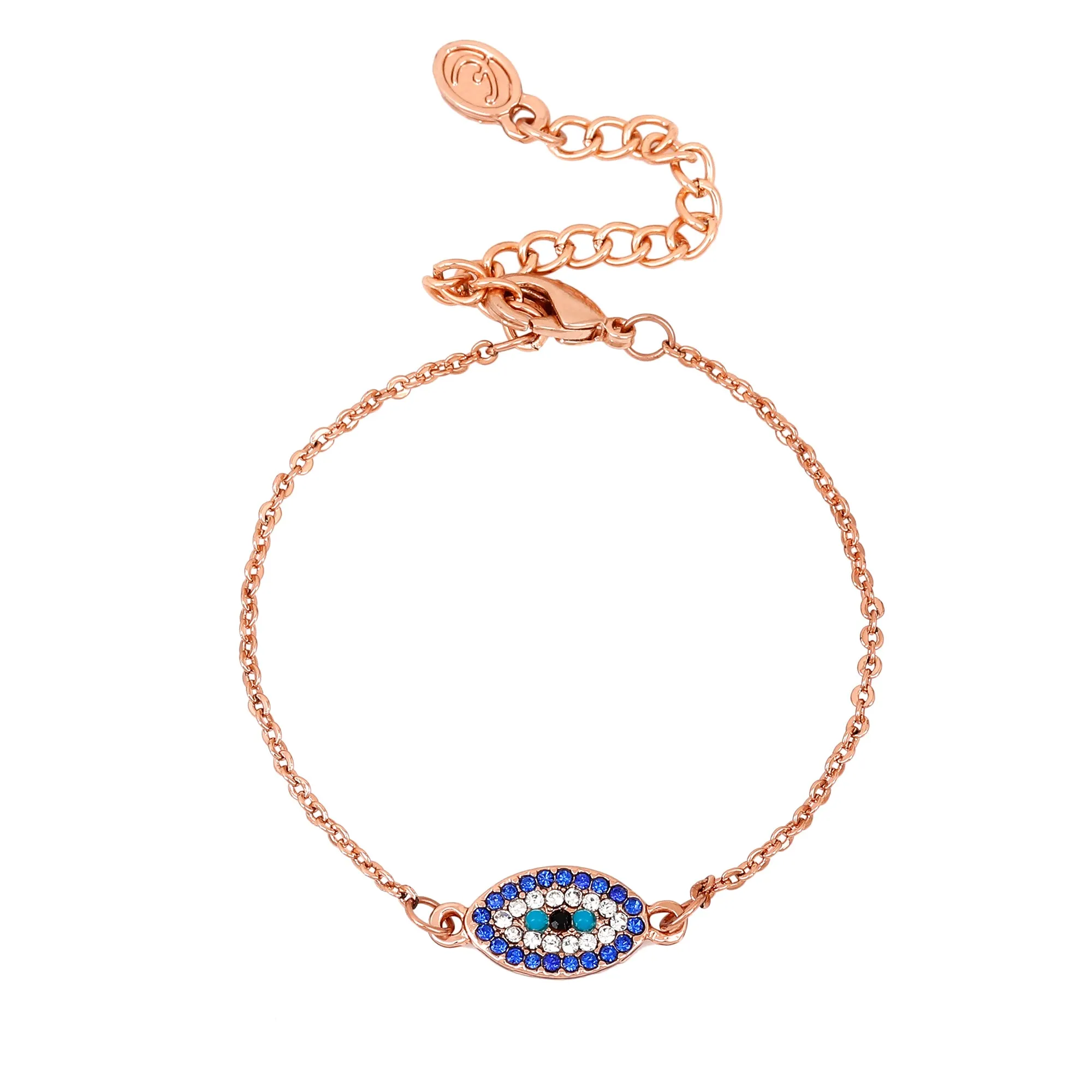 Evil Eye Rose Gold Bracelet Using Austrian crystals