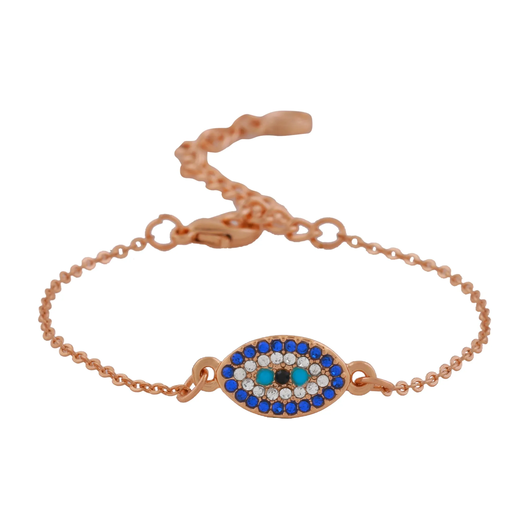 Evil Eye Rose Gold Bracelet Using Austrian crystals