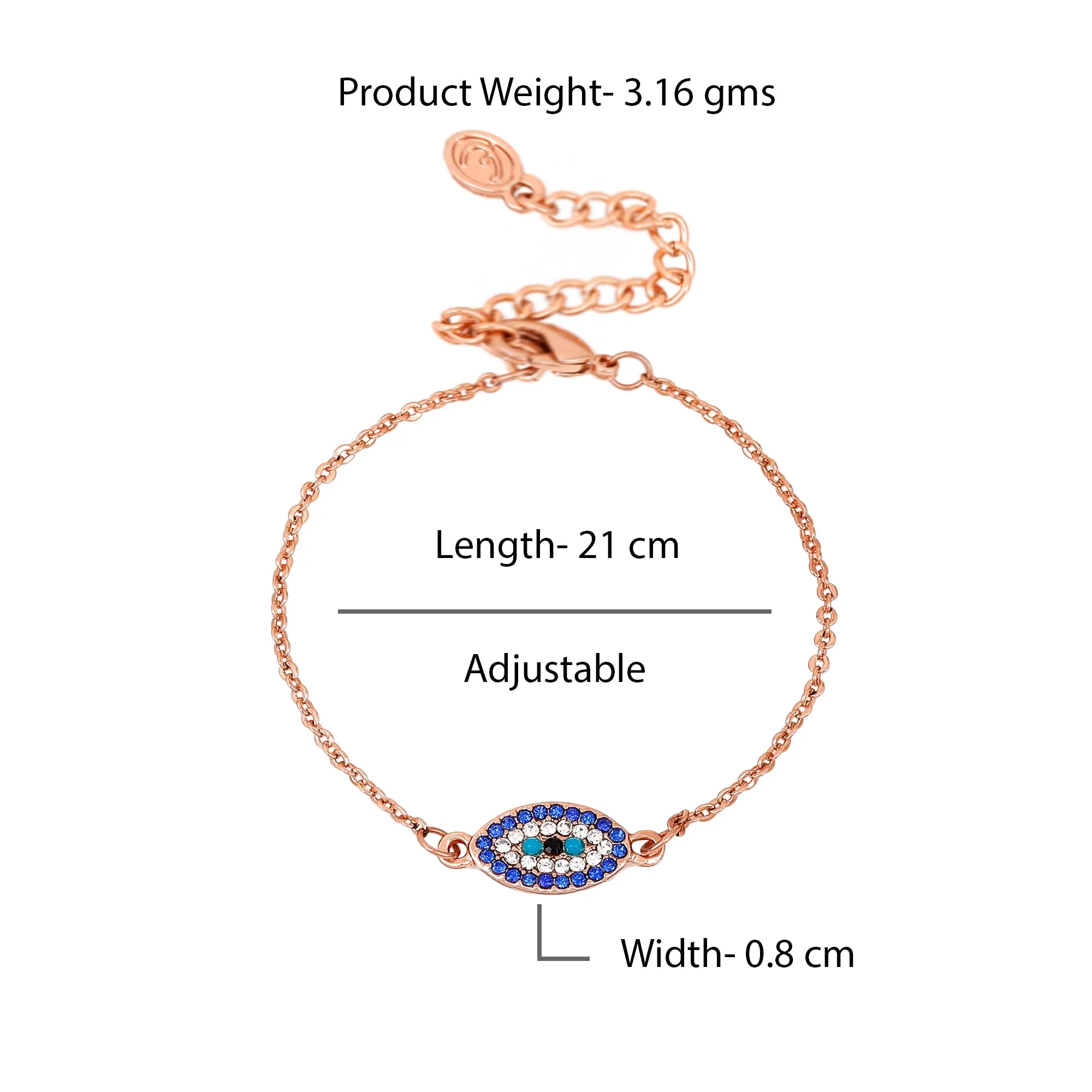 Evil Eye Rose Gold Bracelet Using Austrian crystals