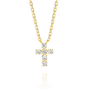 Extra Small Diamond Cross Pendant Yellow Gold