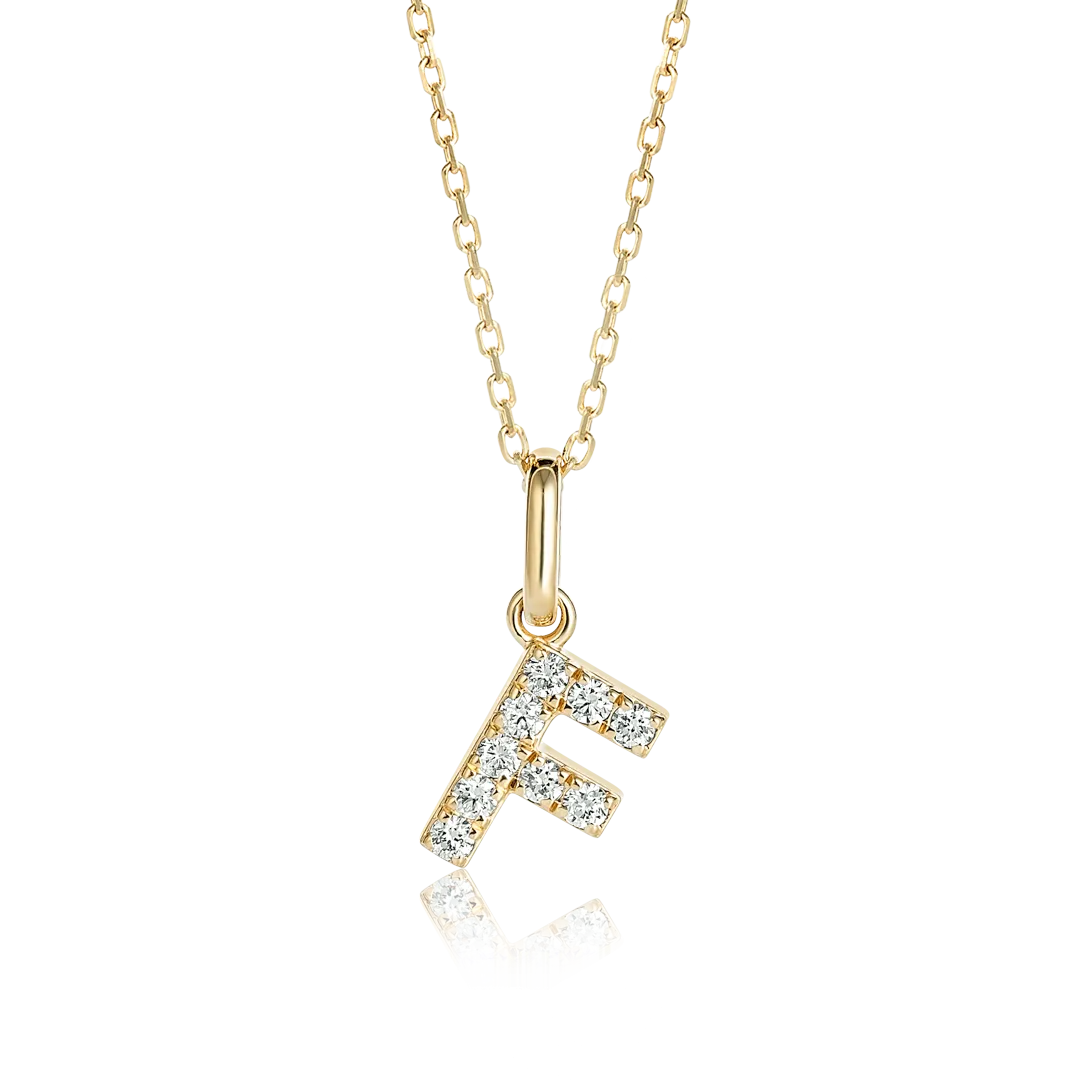 F Letter Pendant Yellow Gold