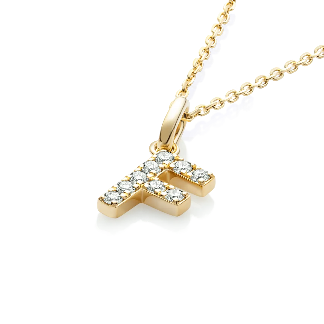 F Letter Pendant Yellow Gold