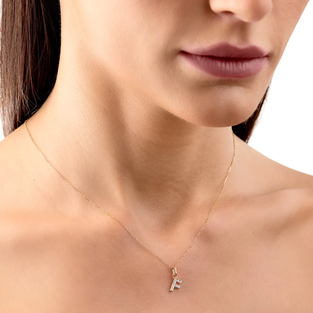 F Letter Pendant Yellow Gold