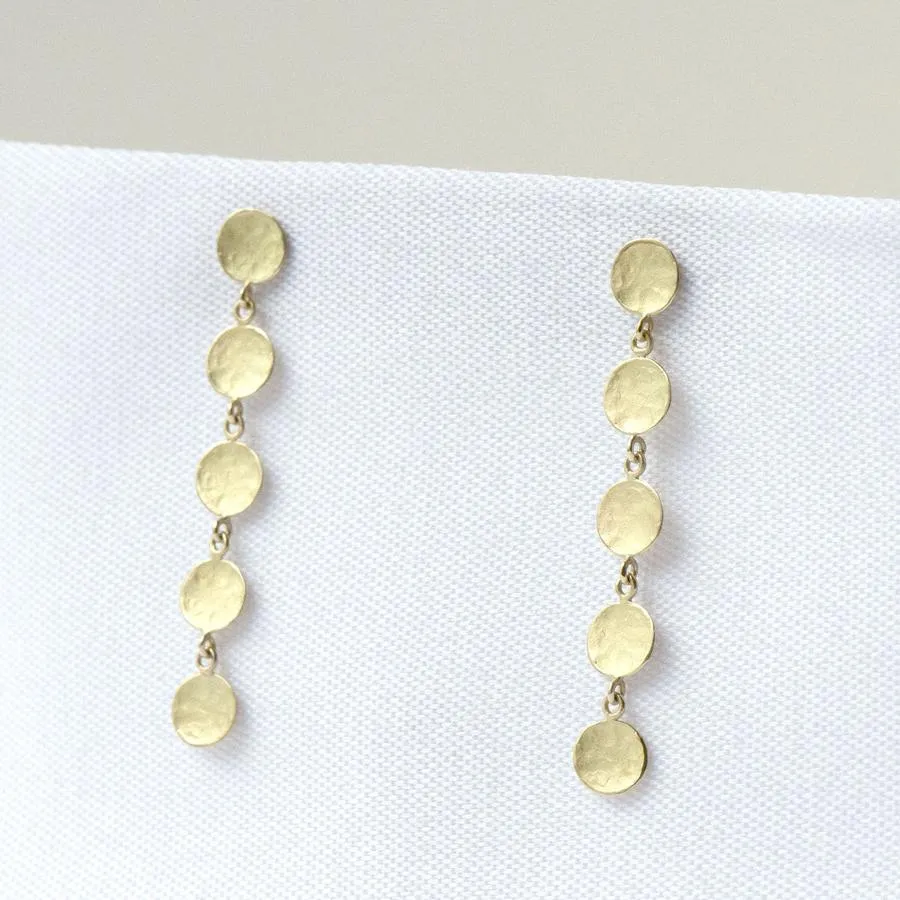 Five Hammered Disc Post Earrings