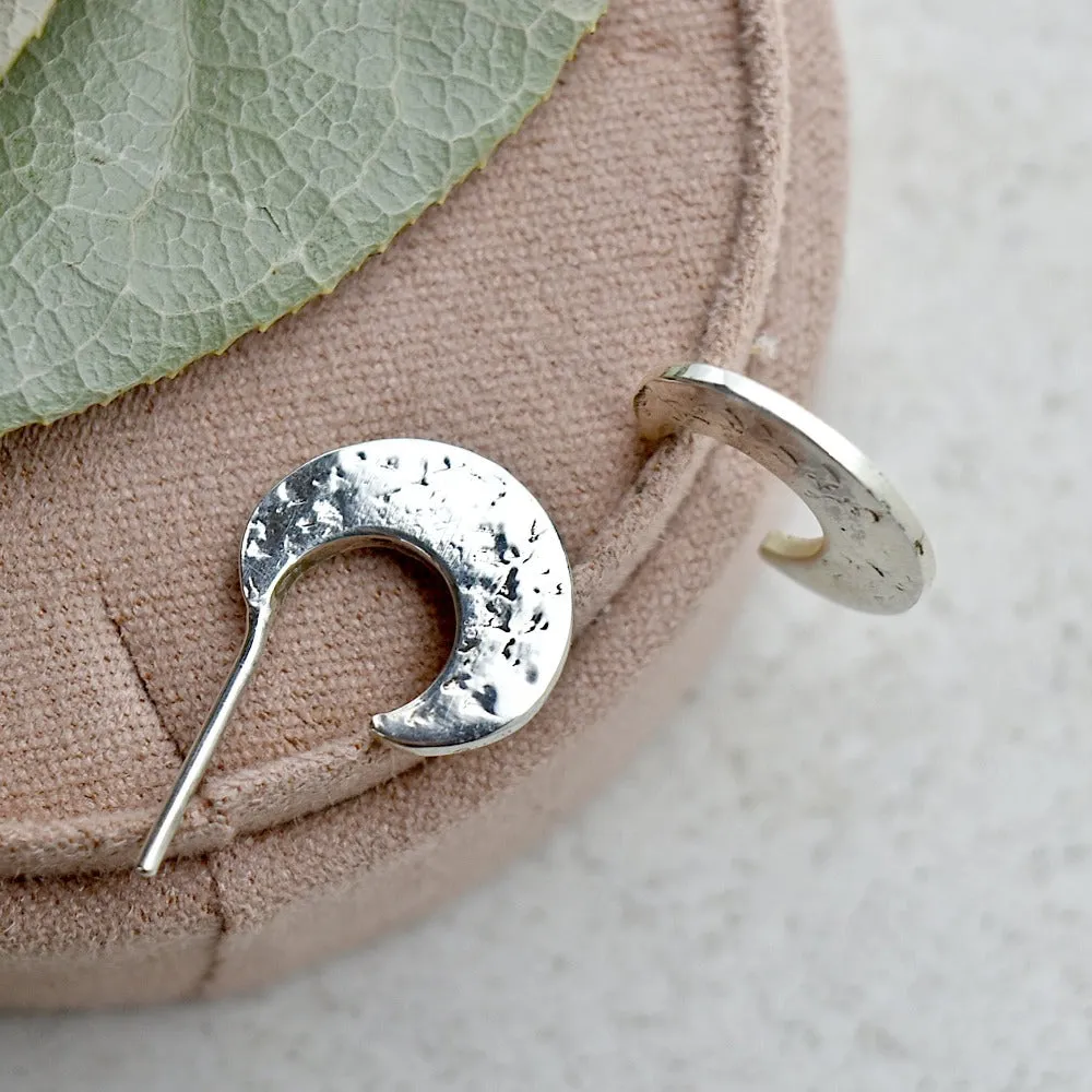 Flattened Crescent Moon Hoop Stud