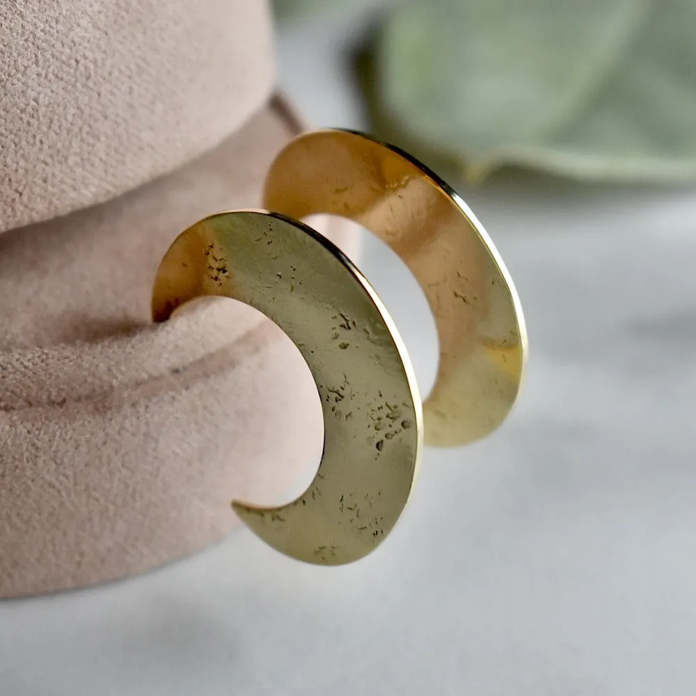 Flattened Crescent Moon Hoop Stud