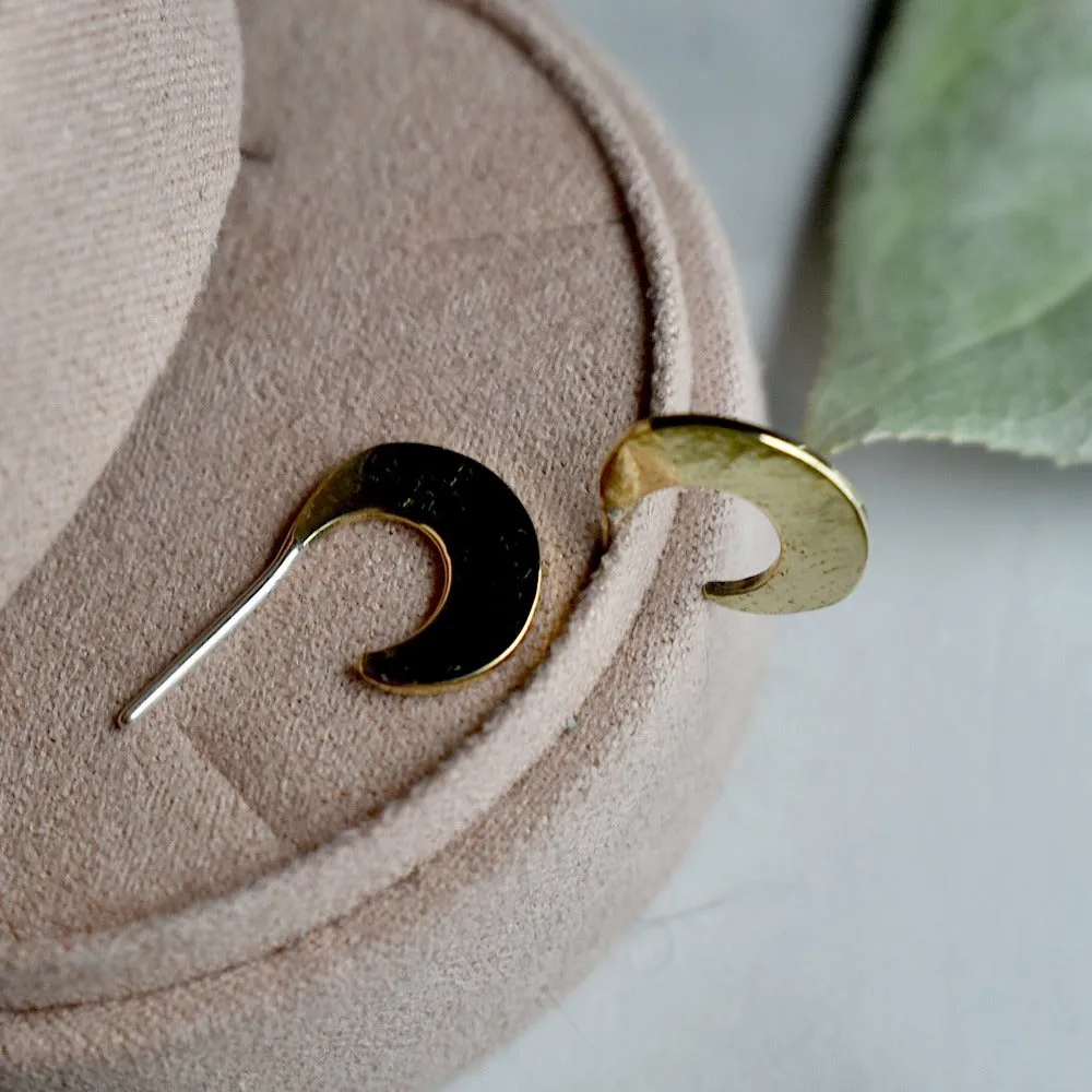 Flattened Crescent Moon Hoop Stud