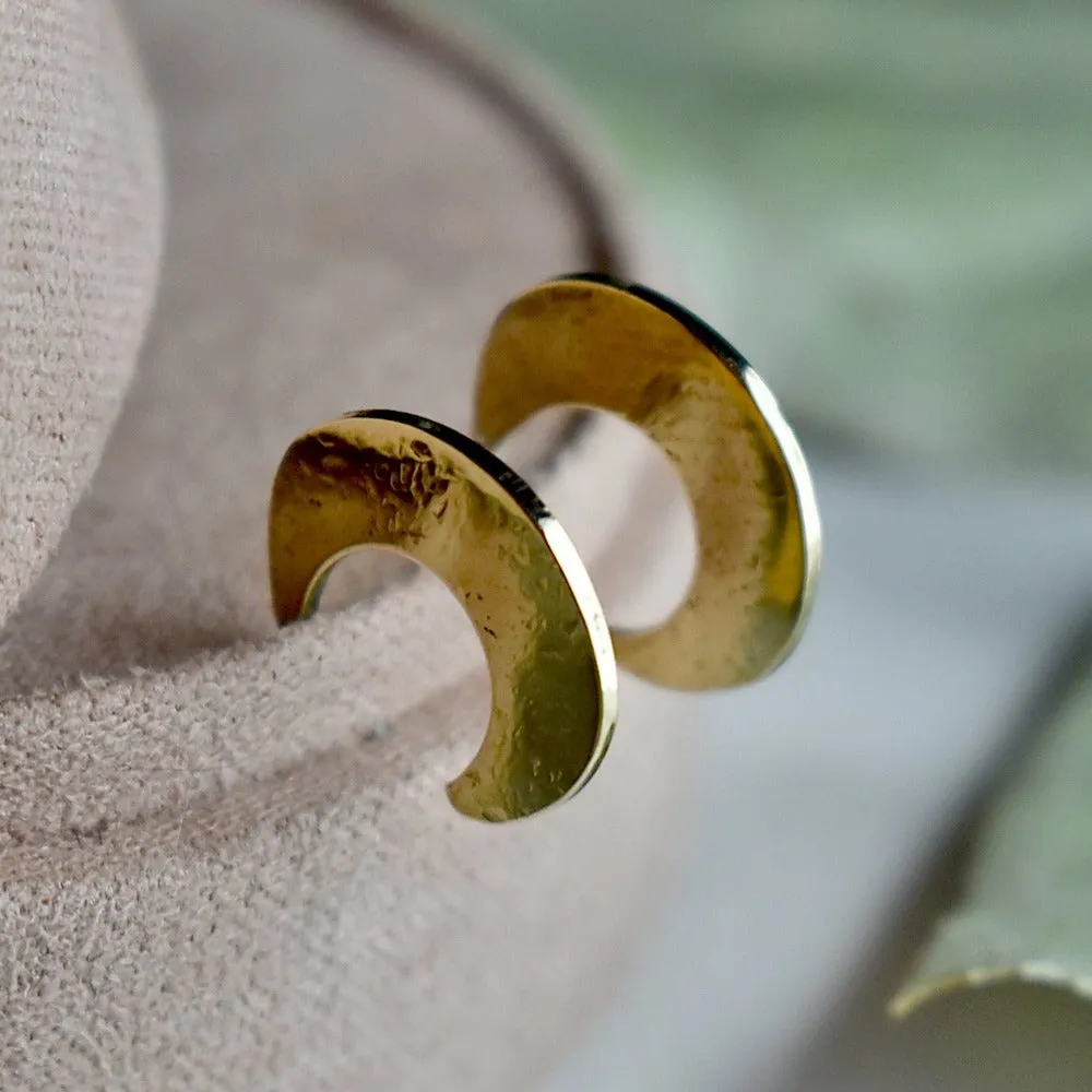 Flattened Crescent Moon Hoop Stud