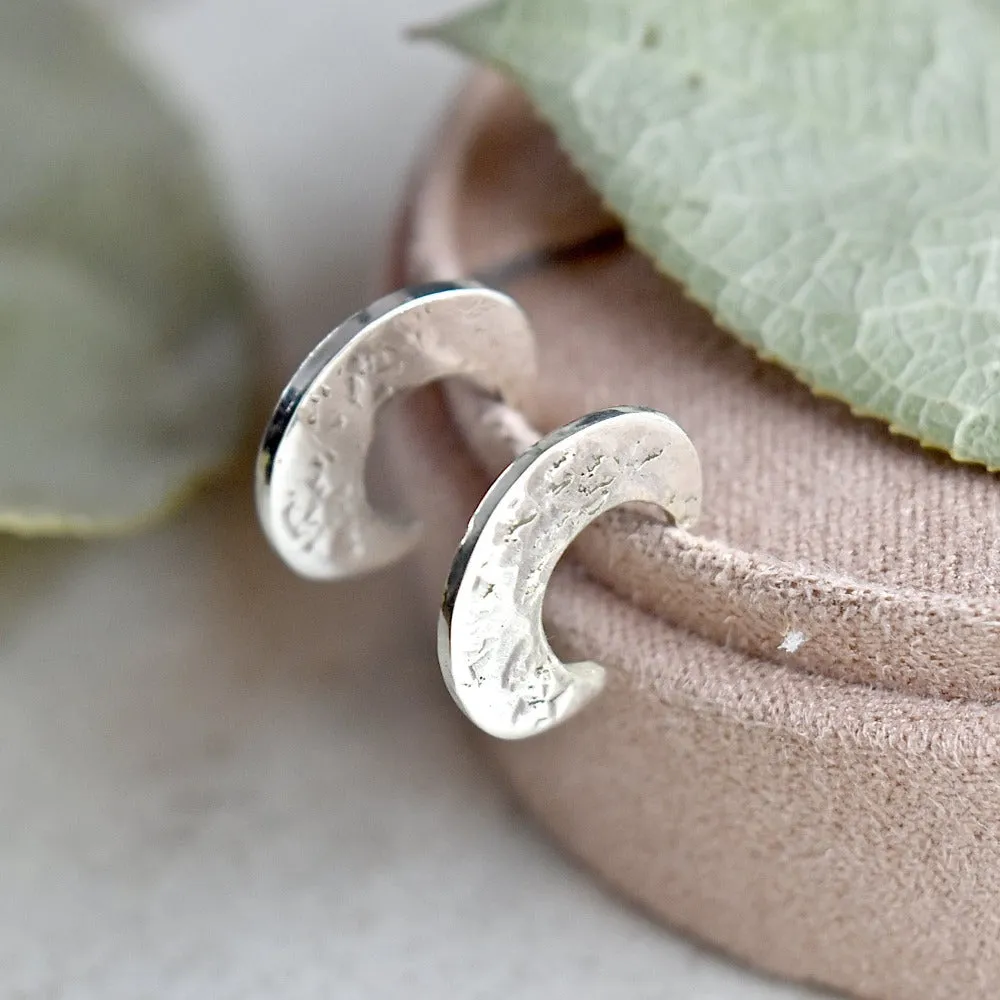 Flattened Crescent Moon Hoop Stud
