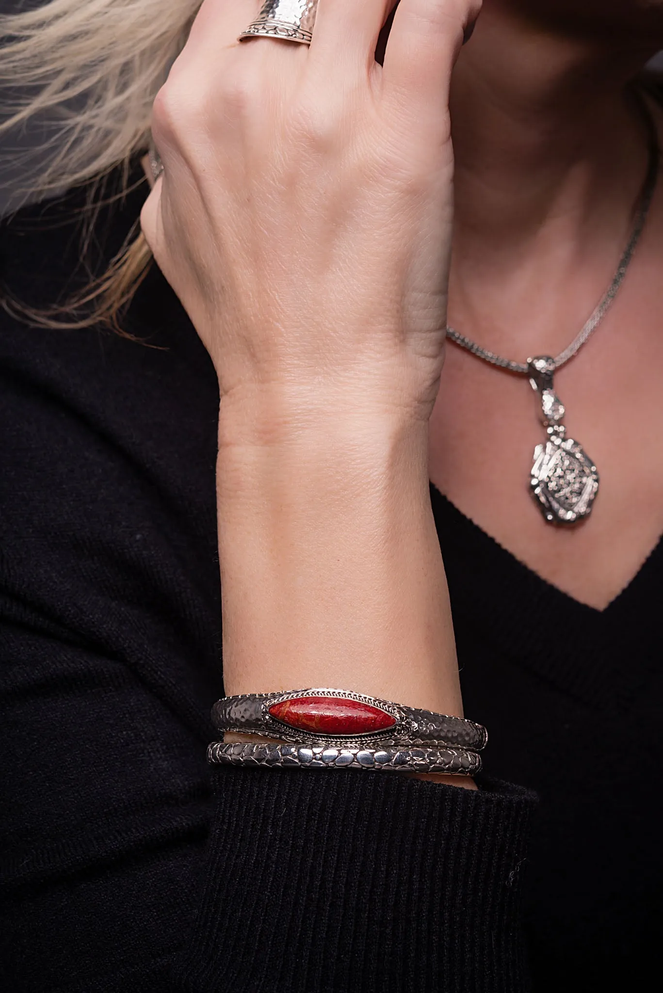 Flourishing Faith Cuff? in Red Sponge Coral
