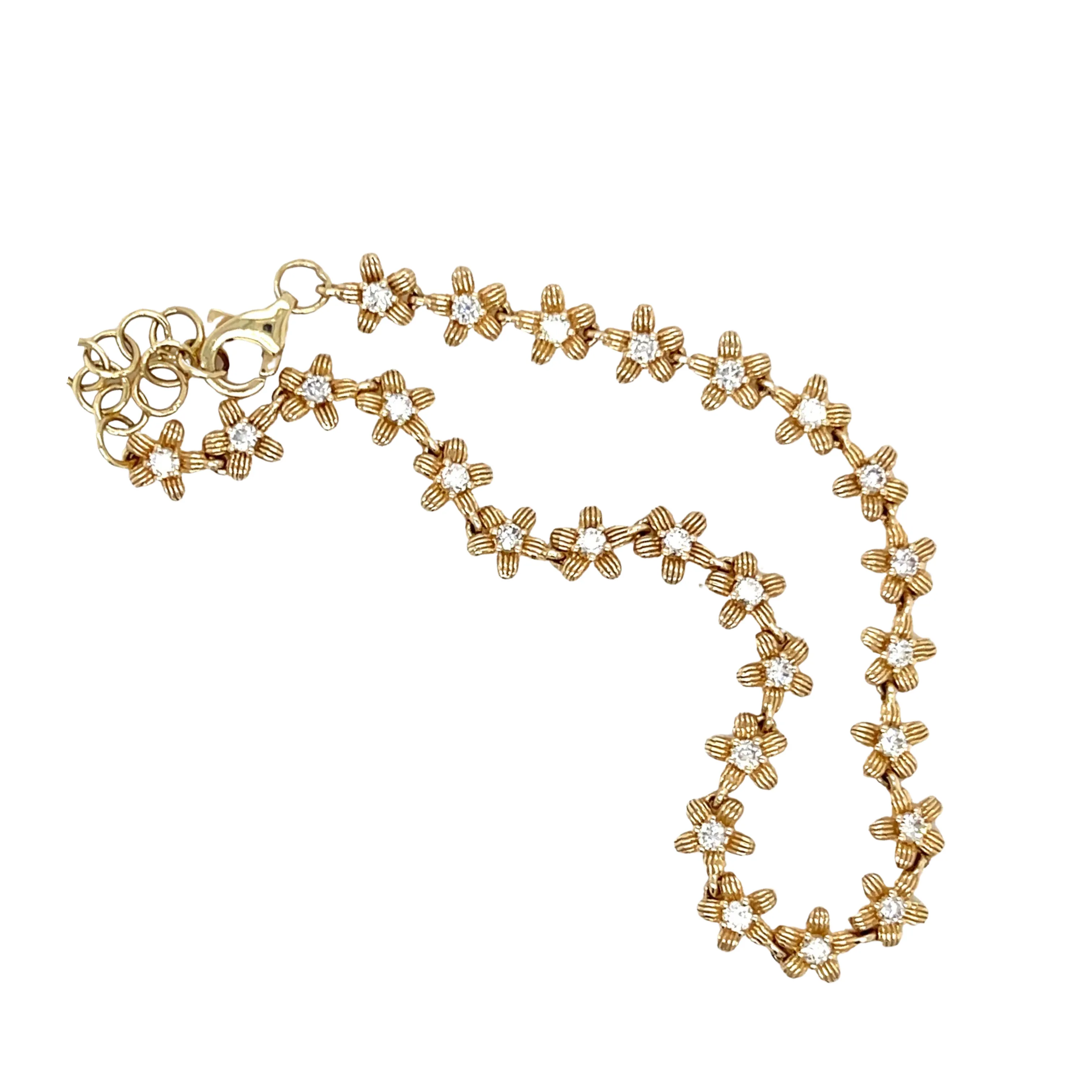 Flower and Diamond Segment Bracelet