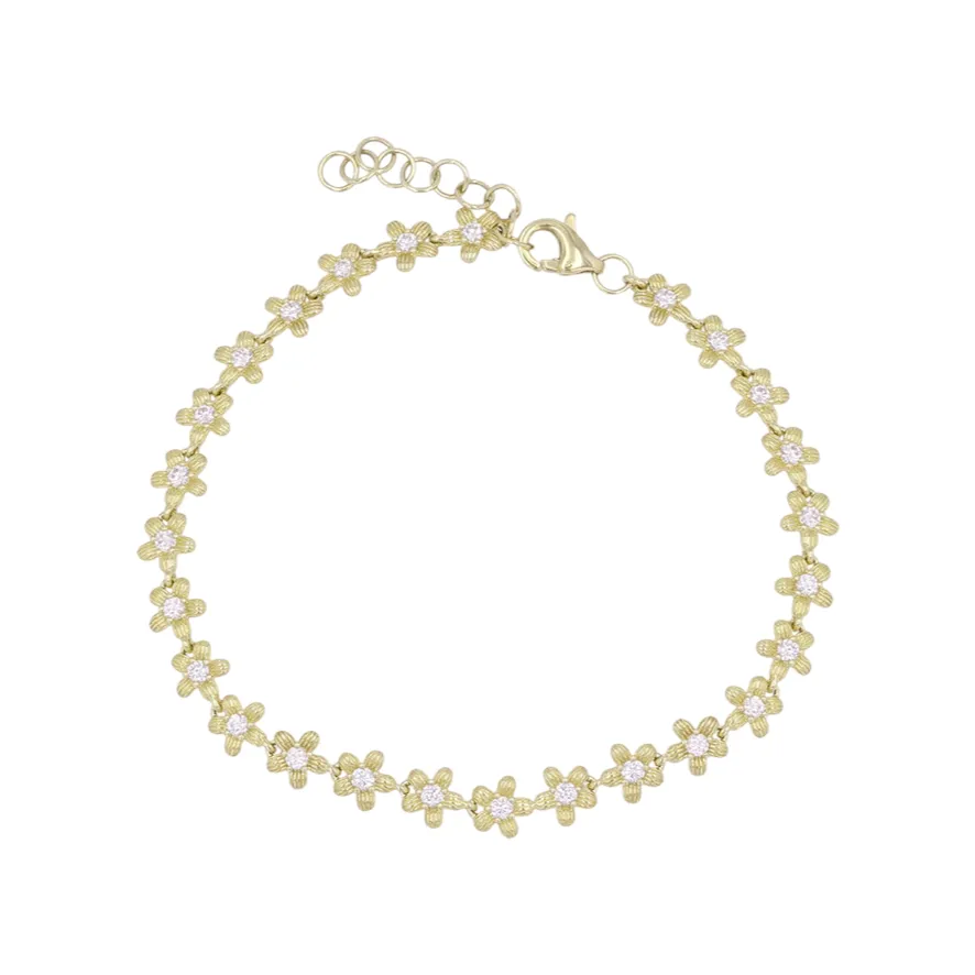 Flower and Diamond Segment Bracelet