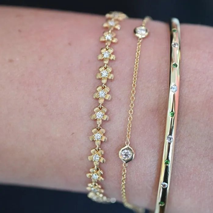 Flower and Diamond Segment Bracelet