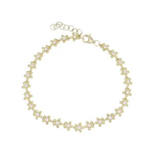 Flower and Diamond Segment Bracelet