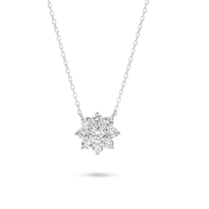 Flower Petal Diamond Pendant White Gold