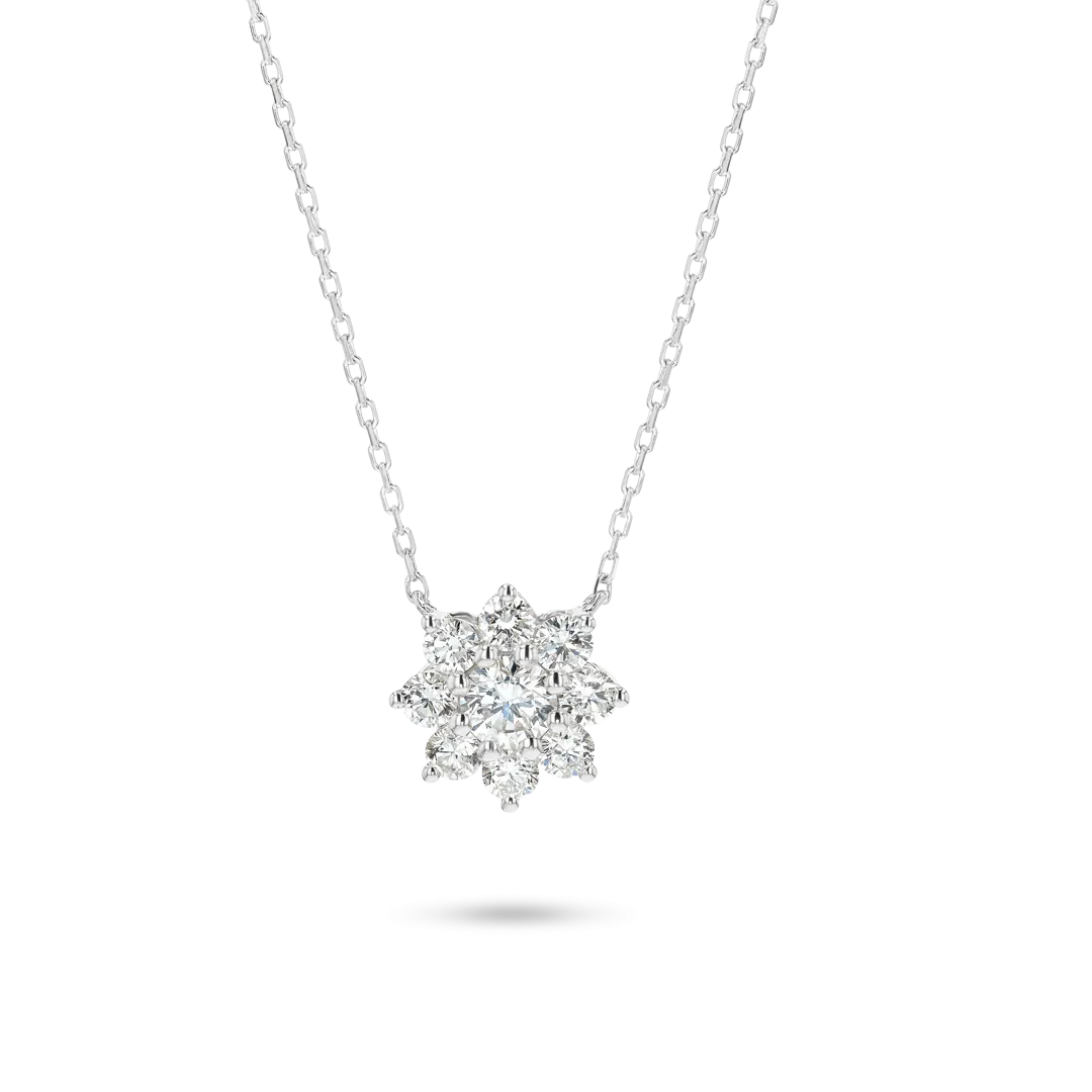 Flower Petal Diamond Pendant White Gold