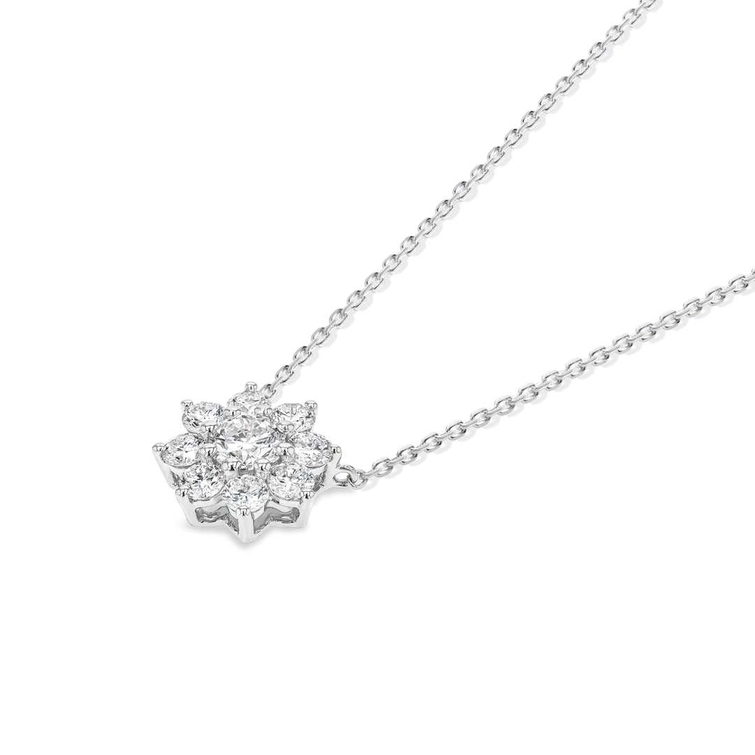 Flower Petal Diamond Pendant White Gold