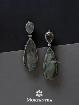 Fluorite Color Silver Plated Faux Diamond Earrings - CZEAR455