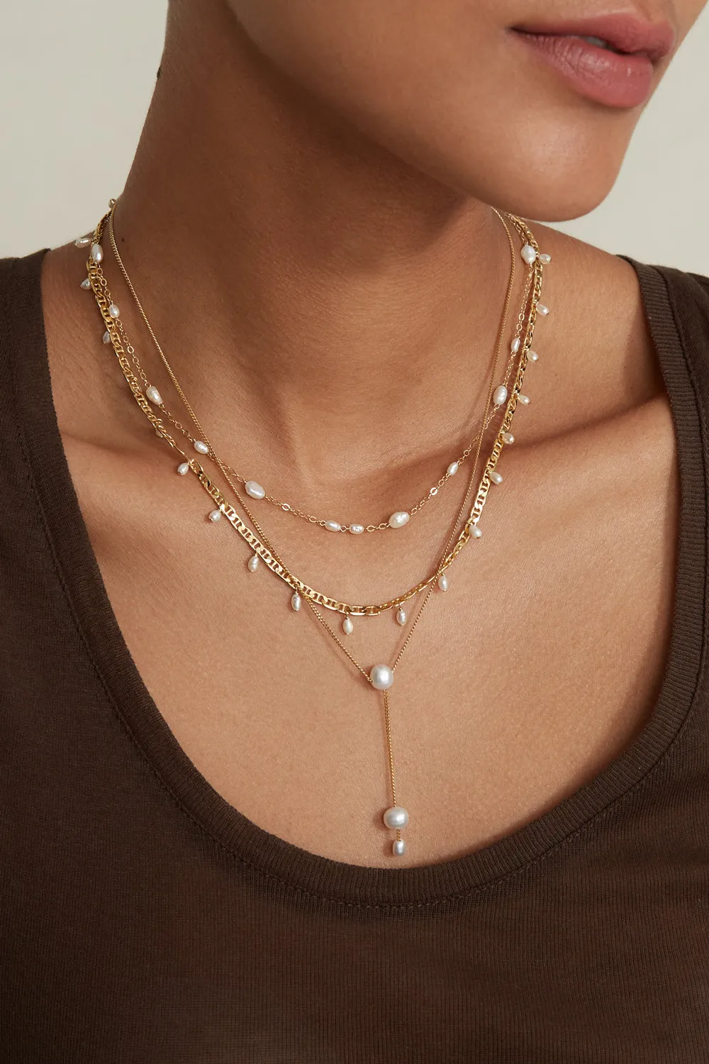 Free-Form Pearl Necklace White
