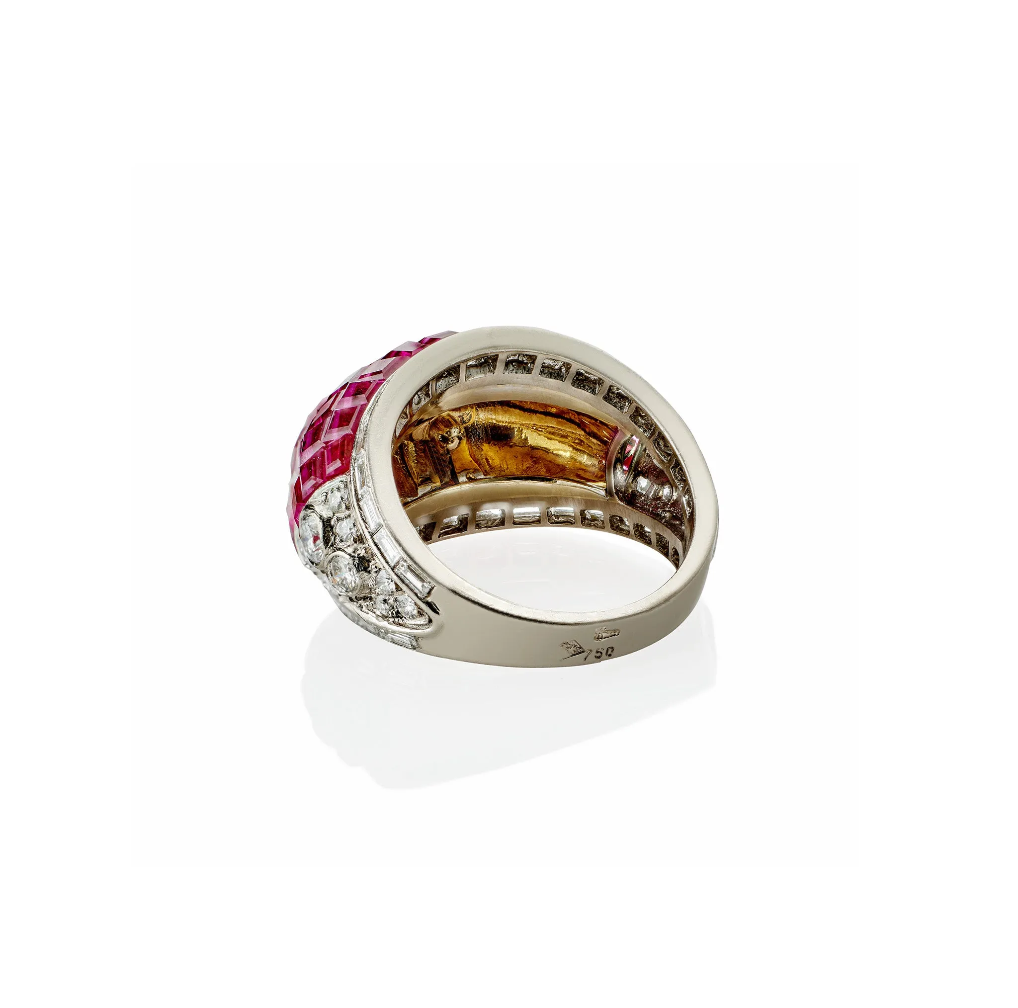 French Invisibly-Set Ruby and Diamond Bomb?? Ring