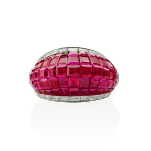 French Invisibly-Set Ruby and Diamond Bomb?? Ring