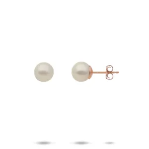 Freshwater Pearl Earrings in Rose Gold - 7-8mm